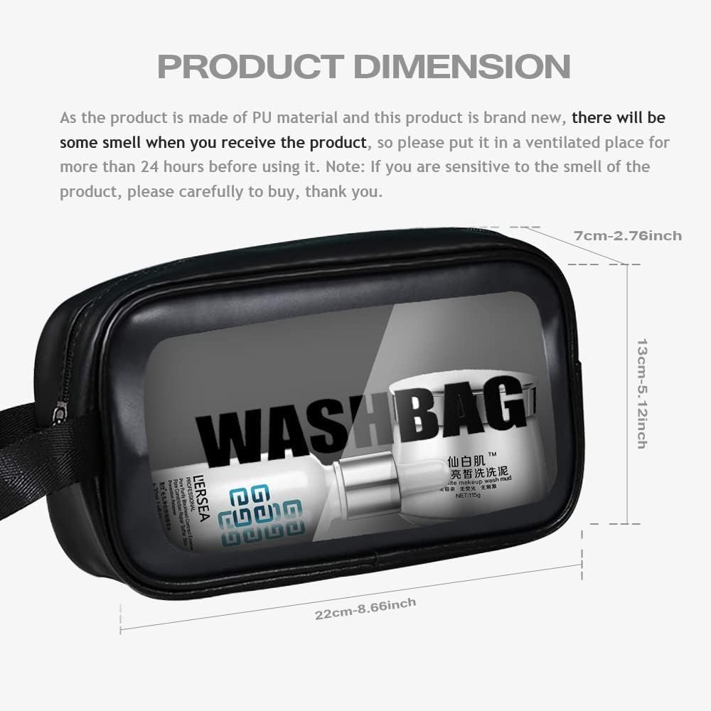 Waterproof Clear PVC Makeup Pouch - Travel Cosmetic Organizer Bag with Zipper for Women & Men | Portable Toiletry Bag for Makeup Brushes, Skincare, Shampoo | Perfect for Gym, Vacation & Daily Use (Pink/Black)