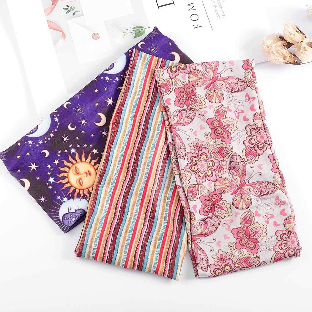 Morebrave Boho Wide Headbands for Women & Girls - Floral Printed Butterfly Yoga Head Wrap, Stylish Elastic Hair Scarf & Spa Shower Accessories (Pack of 3) - Perfect for Yoga, Workouts, Beach Days & Boho Fashion