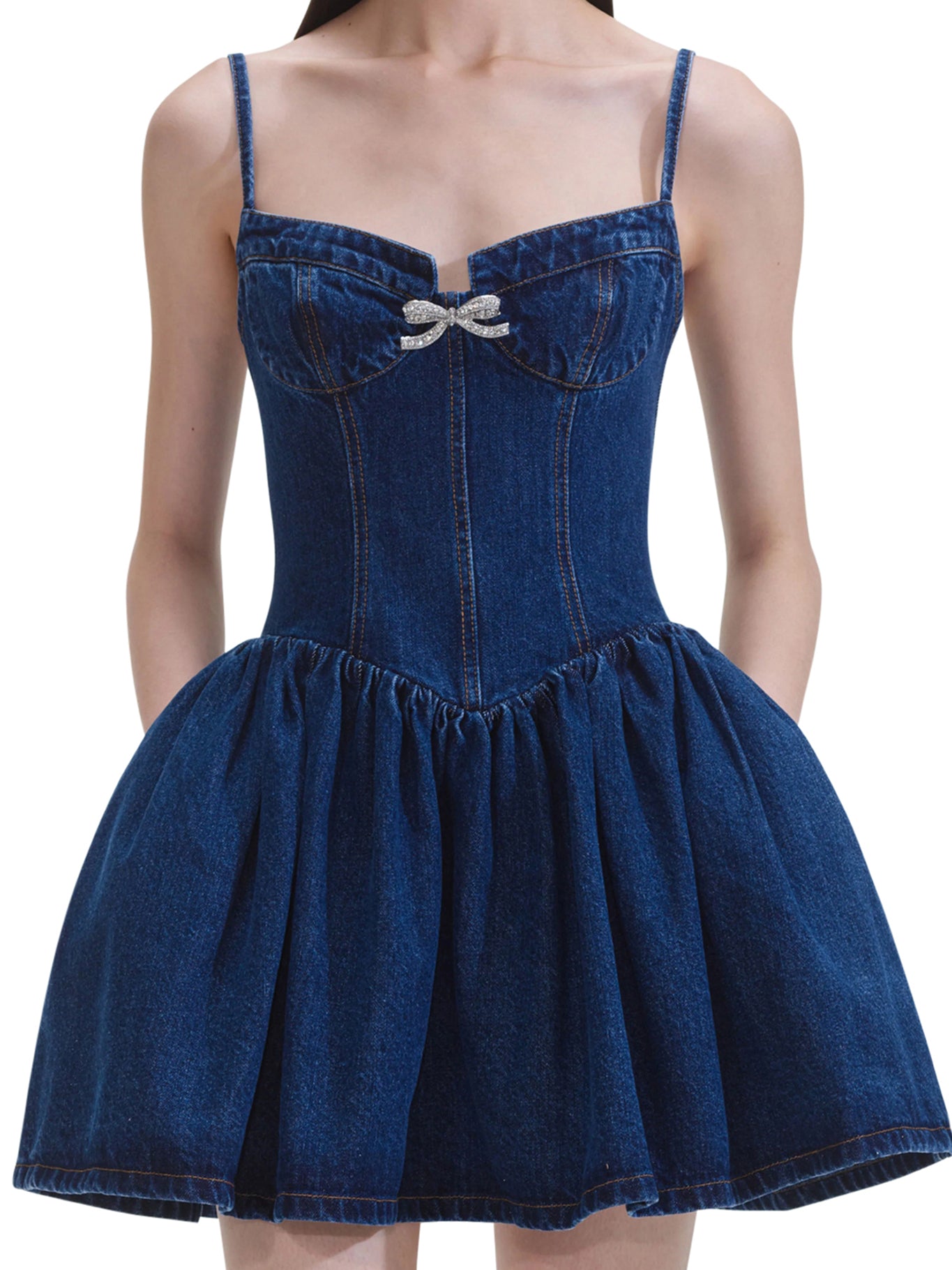 Mini Denim Dress with Crystal Embellishments - Stylish & Trendy for Casual Outings, Parties & Date Nights