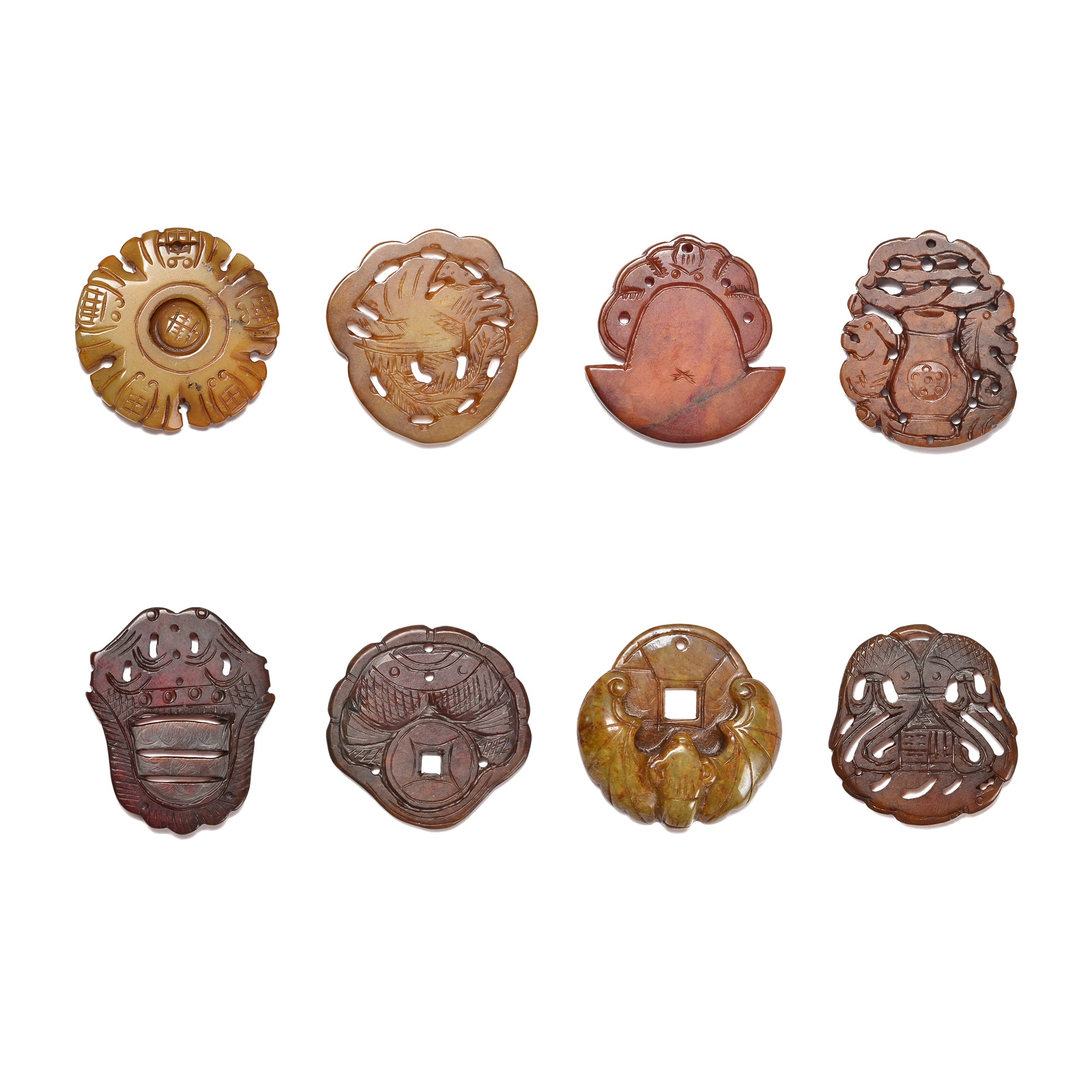 03 Brown Jade Hand Carved Pendant - Natural Stone Necklace Charm - 8 Unique Designs - Spiritual Jewelry Gift for Women - Perfect for Meditation, Yoga & Boho Fashion