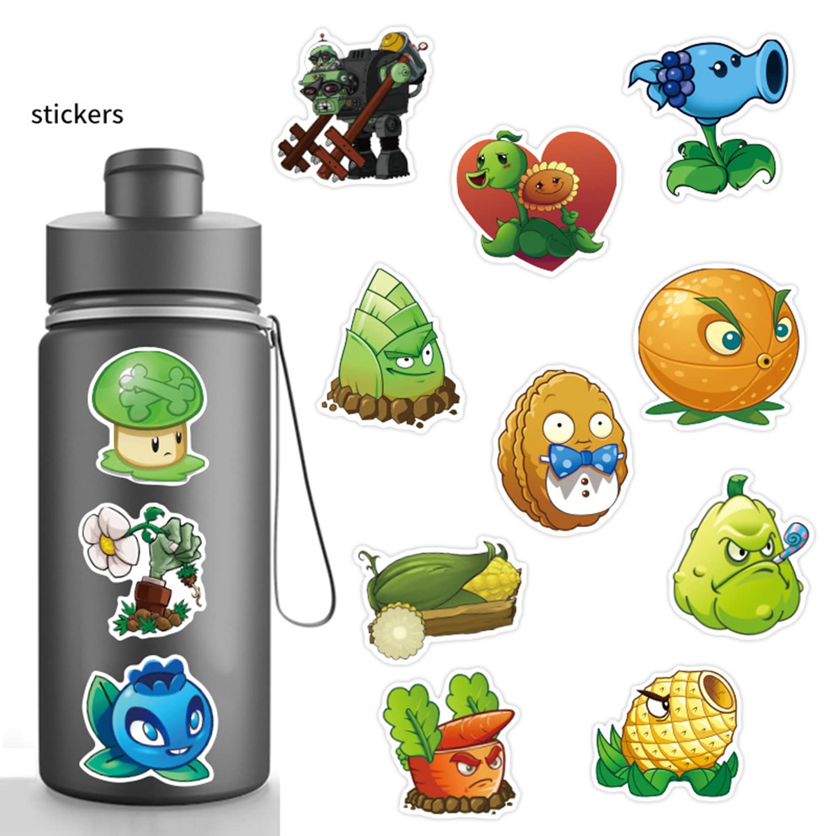 100Pcs Plants vs. Zombies Vinyl Stickers - Waterproof Decals for Laptops, Water Bottles, Skateboards, Phones - Fun Gifts for Kids, Teens & Girls - Durable for Travel & Outdoor Use - Perfect for School, Gaming & DIY Decor