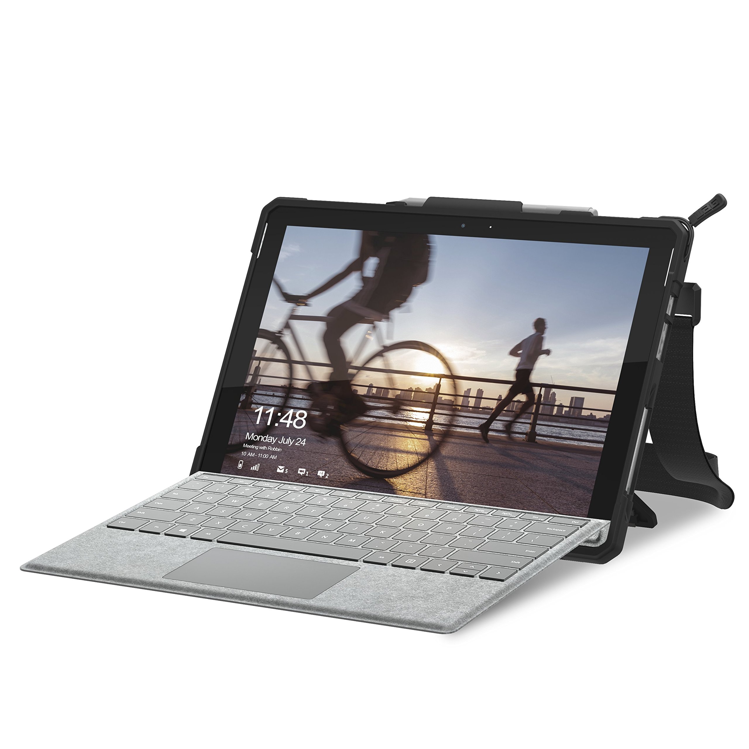 URBAN ARMOR GEAR UAG Military Drop Tested Rugged Case for Microsoft Surface Pro 7 Plus/7/6/5th Gen (2017)/4 - Plasma Series with Hand Strap & Shoulder Strap [Ice] - Perfect for Travel, Business & Outdoor Adventures