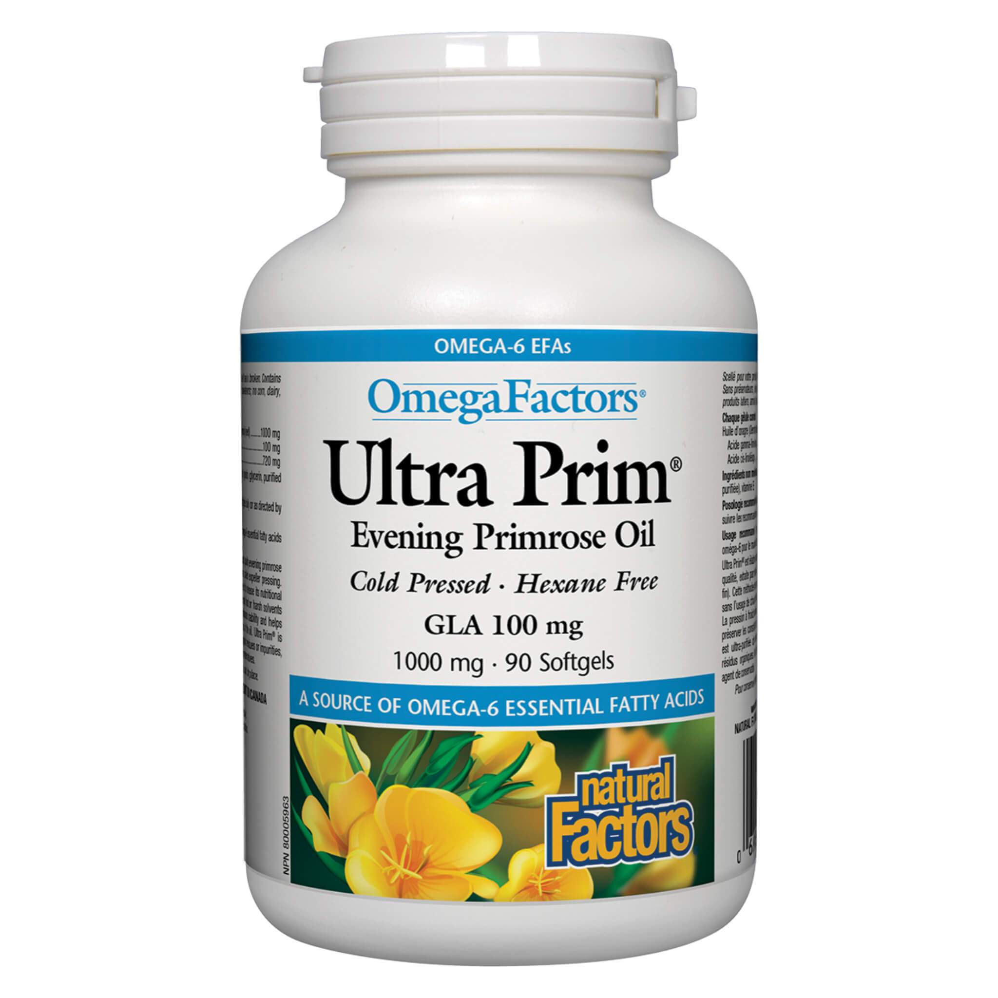 OmegaFactors Ultra Prim Evening Primrose Oil 1000mg - Premium EPO Supplement for Women's Health, Hormone Balance & Skin Care | Supports PMS Relief & Healthy Skin