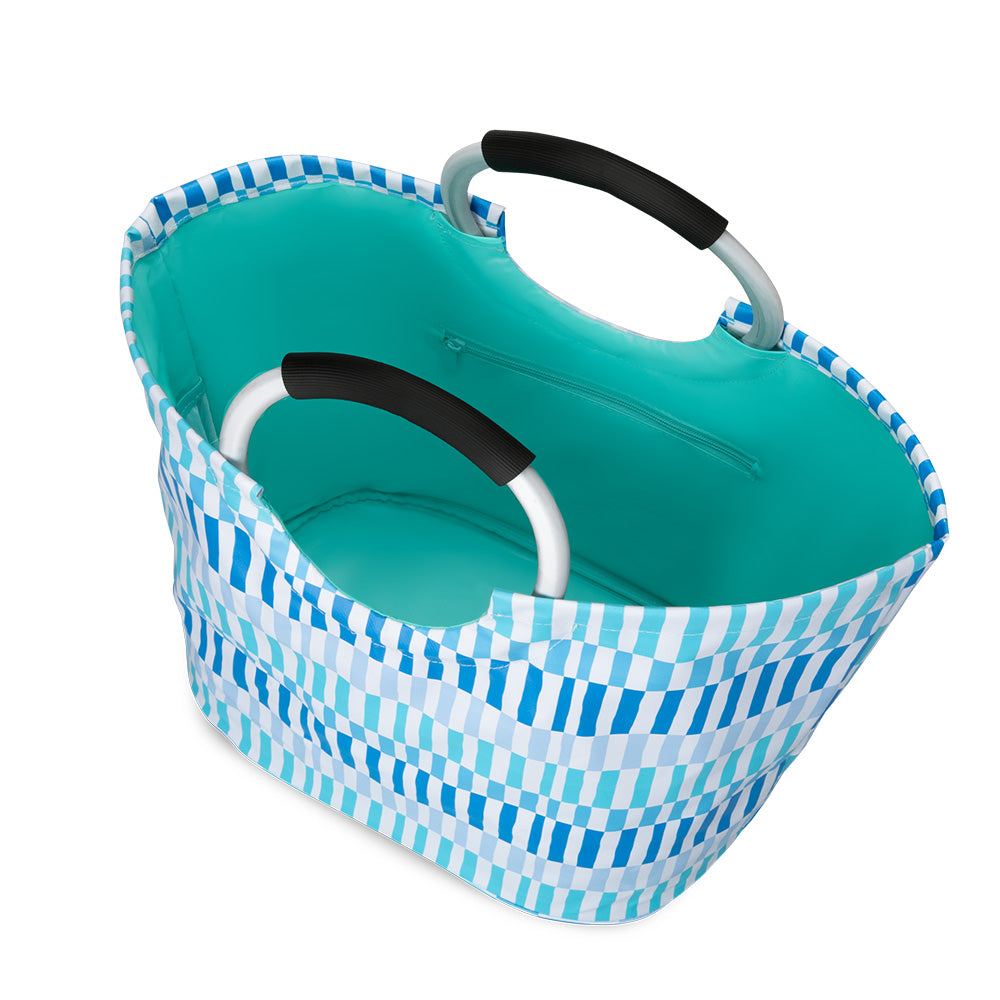 Glacier Stripe Loopi Tote Bag - Stylish Reusable Shopping Bag for Women, Eco-Friendly Grocery Tote with Pockets - Perfect for Work, Travel, and Beach Days