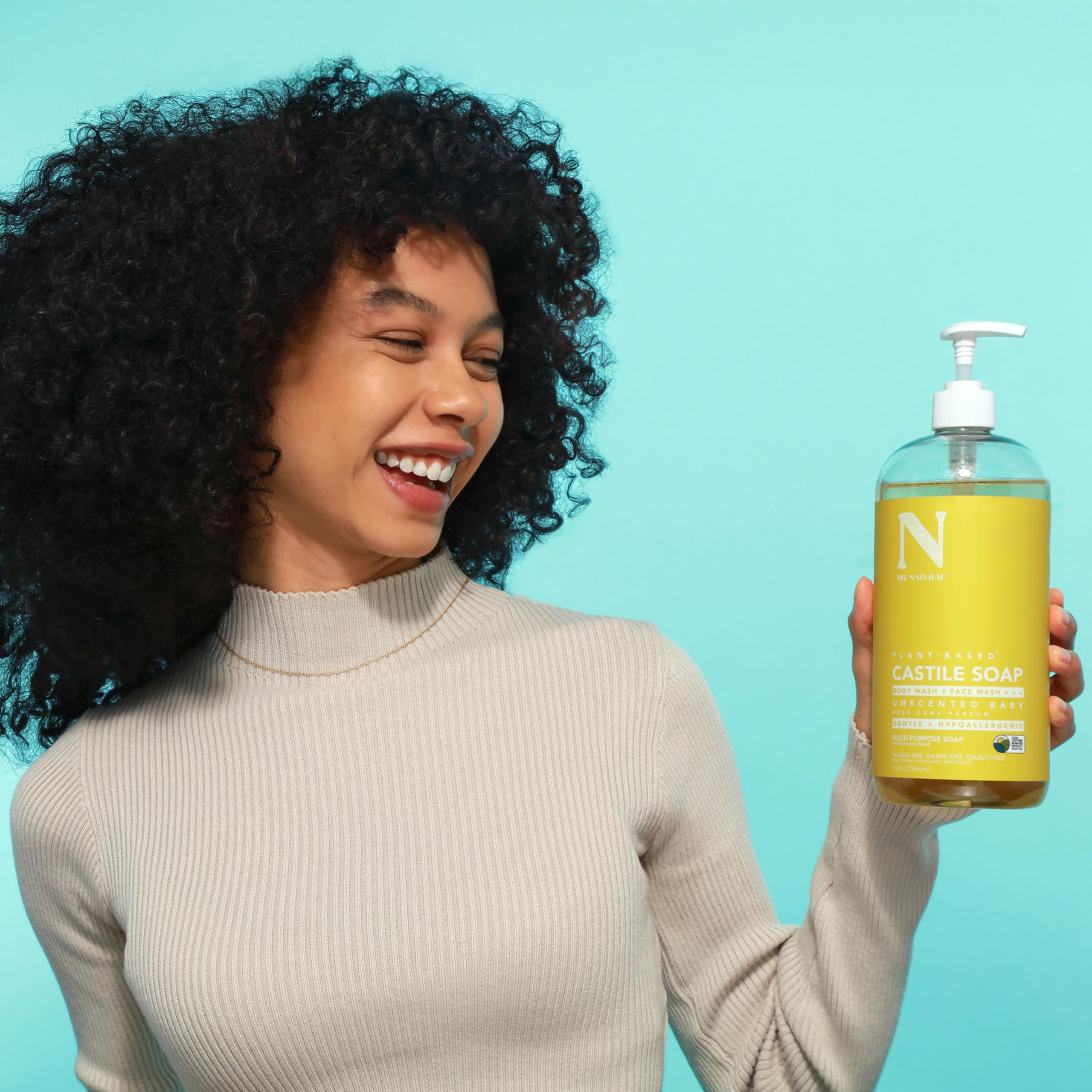 Dr. Natural Castile Liquid Soap Set - Organic Multi-Purpose Body Wash, Shampoo & Facial Cleanser - Hydrating for Skin, Hair, Pets & Home - Peppermint & Fragrance-Free Baby Safe - 32oz - Perfect for Travel, Camping & Eco-Friendly Household Use
