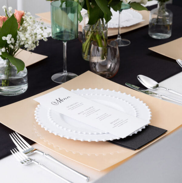 32-Pack White Round Plastic Dinnerware Set for 16 Guests - Elegant Beaded Design - Perfect for Weddings, Parties, Picnics & Outdoor Dining