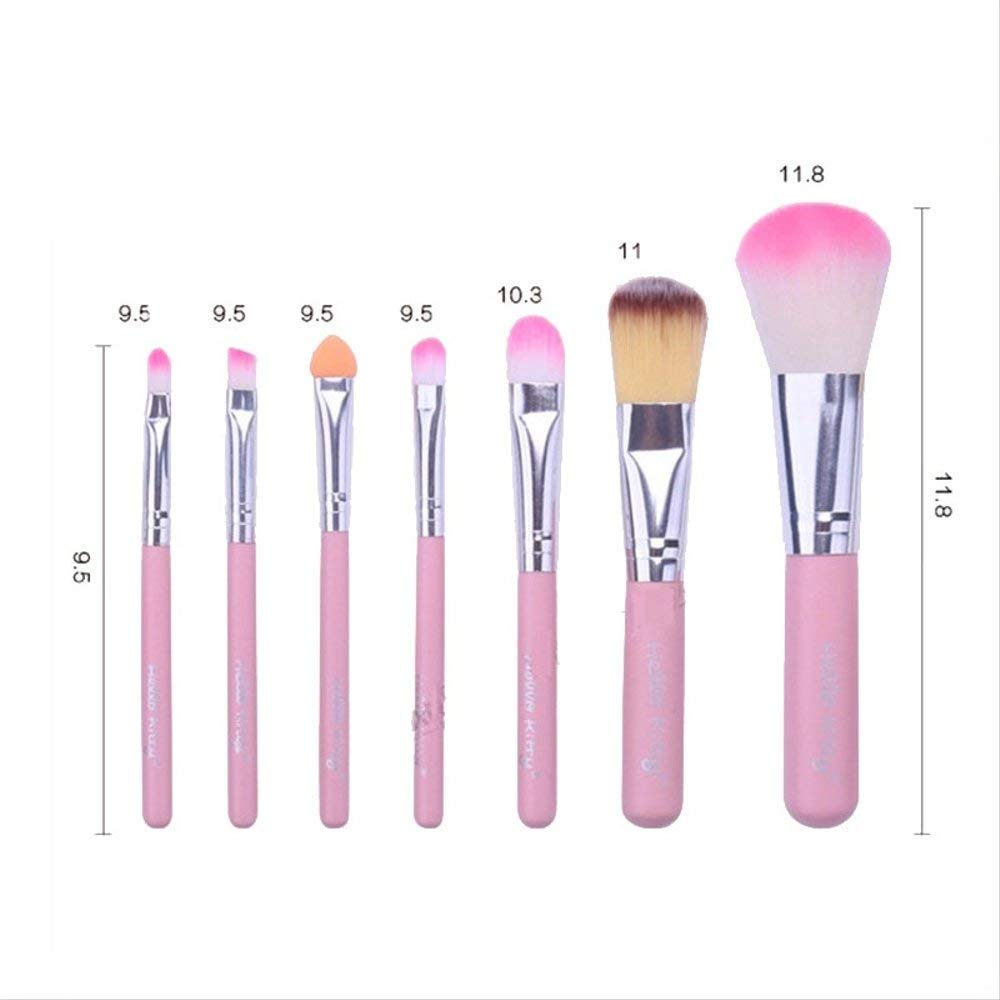 Khelni 6171 Professional 7-Piece Makeup Brush Set with 2 Puff Sponges - Pink Cosmetic Kit for Foundation, Blush & Eyeshadow Application | Perfect for Travel, Bridal & Everyday Makeup