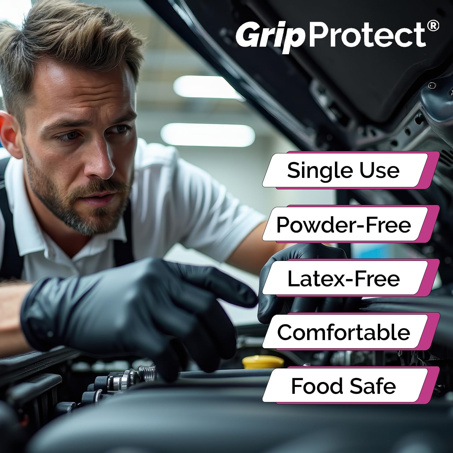 Nitrile Exam Gloves 5 Mil - Black GripProtect Precise 1000 Pack | Chemo-Rated, Powder-Free, Latex-Free | Medical, Dental, Tattoo, Food Service, Janitorial Use | Ideal for Healthcare Professionals, Tattoo Artists & Food Handlers