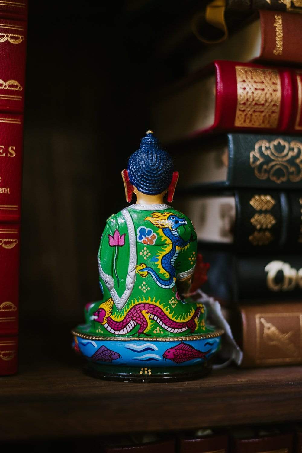 Hand Painted Medicine Buddha Statue - Tibetan Buddhist Decor for Home Altar, Meditation Room & Healing Space - Authentic Spiritual Artwork for Wellness & Serenity