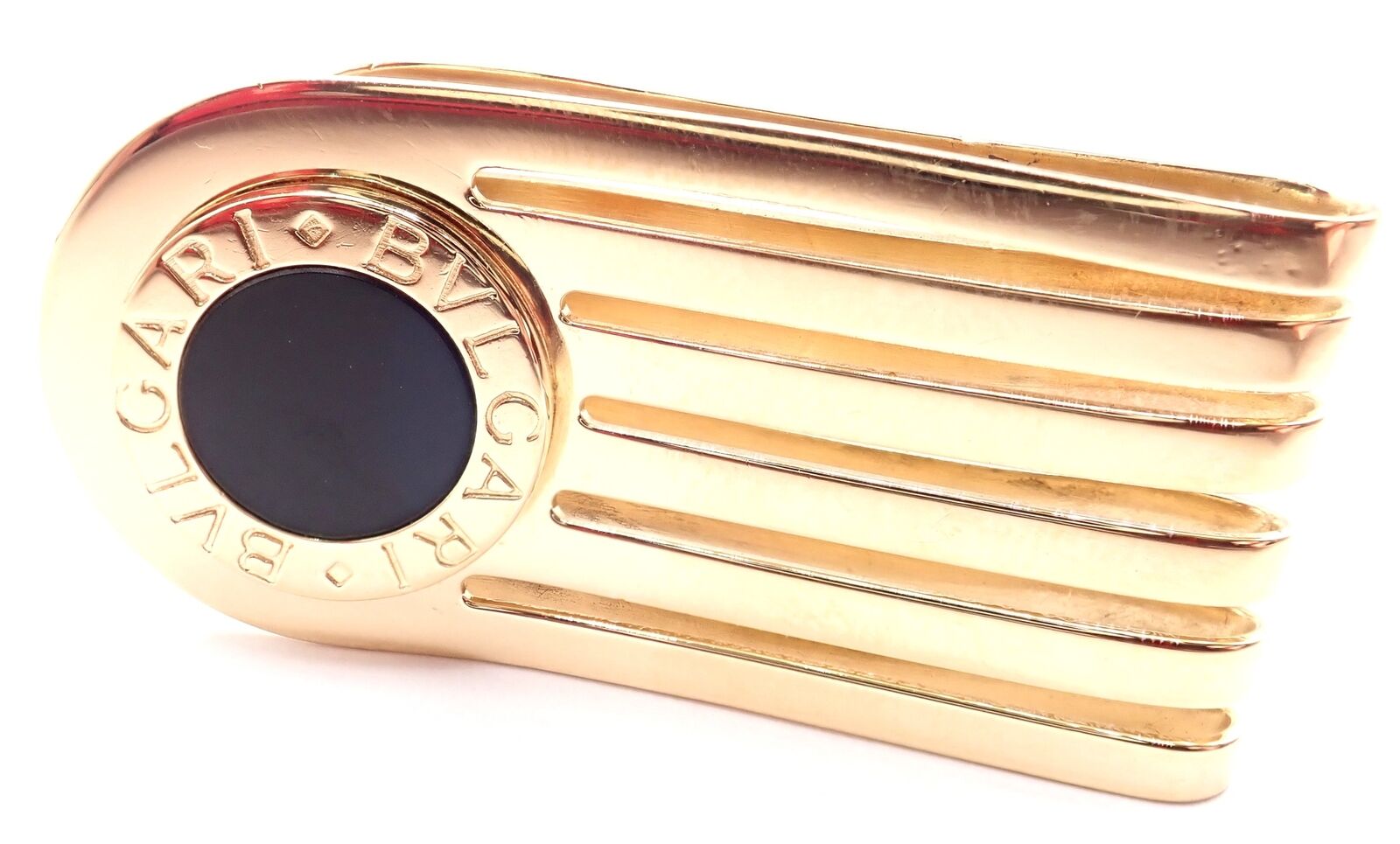 Authentic Vintage Bulgari 18K Yellow Gold Onyx Money Clip - Luxury Gift for Men, Perfect for Business Professionals & Special Occasions
