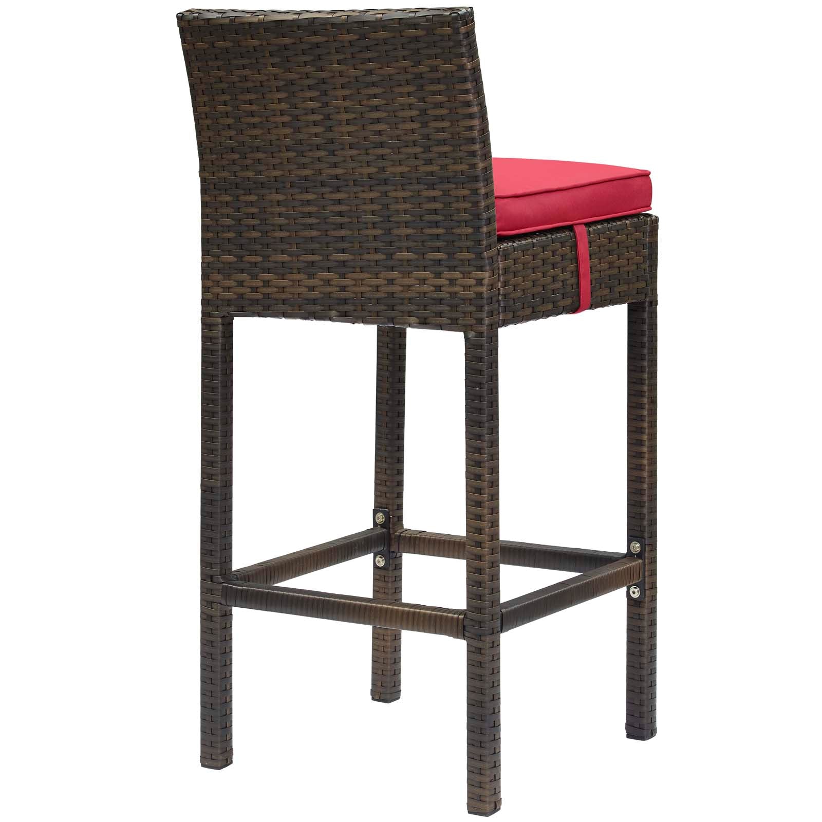 Rattan Wicker Bar Stools Set of 2 - Outdoor Patio Furniture, Weather-Resistant Dining Chairs for Backyard, Deck, Poolside & Garden Use