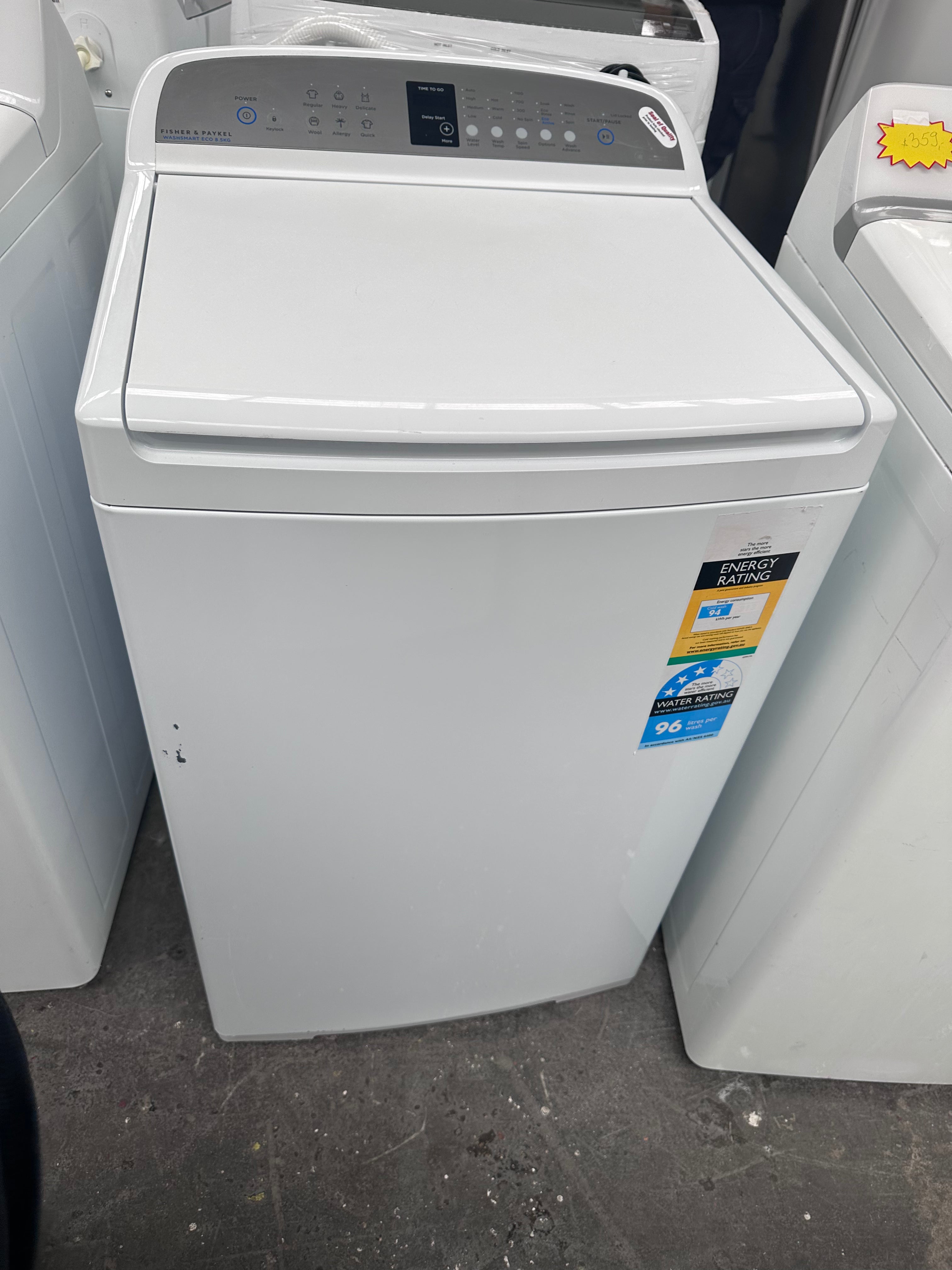 Refurbished Fisher & Paykel WashSmart Eco 8.5kg Top Load Washing Machine - Energy Efficient Laundry Solution for Small Homes & Apartments
