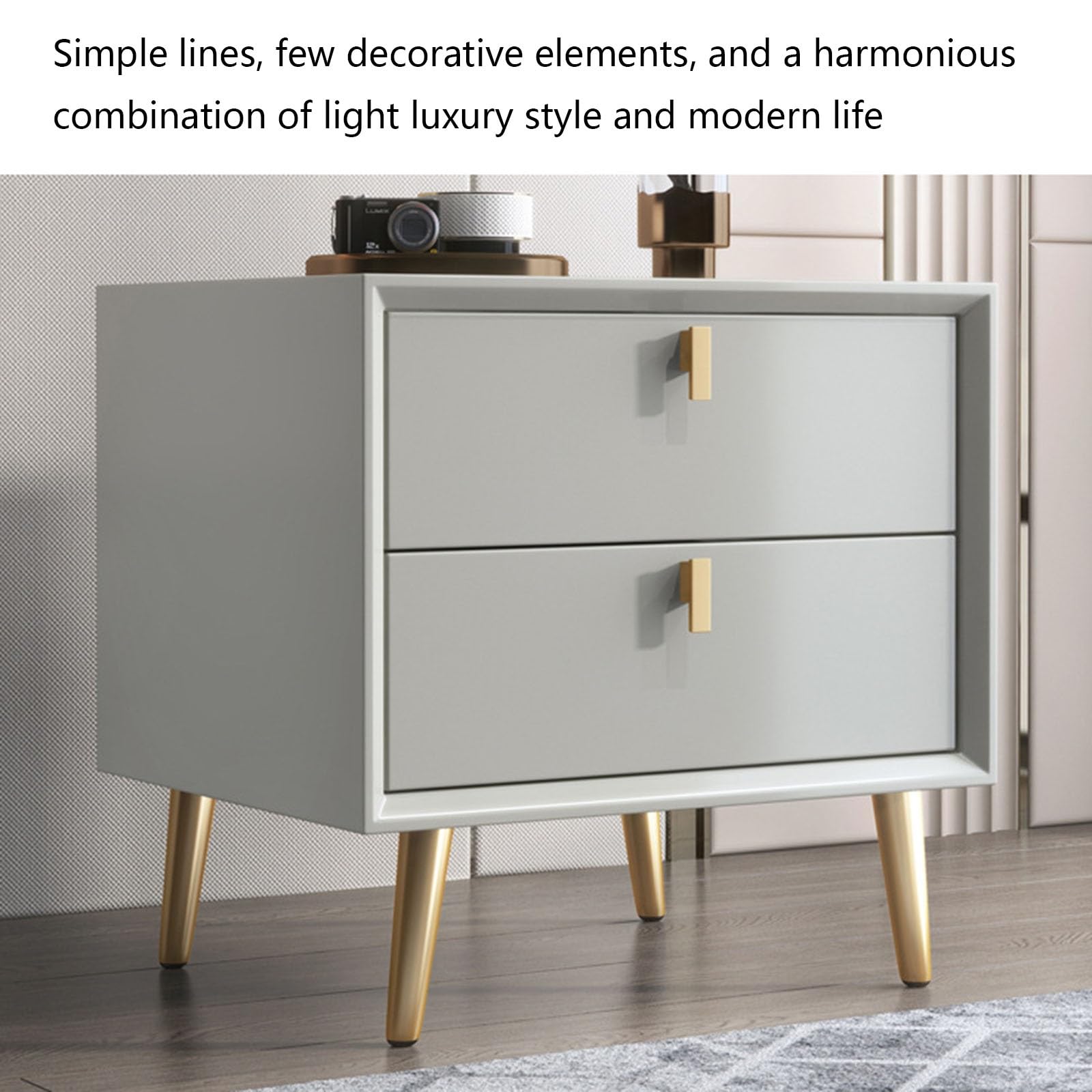 LHX Solid Wood Bedside Table - All Solid Wood Nightstand for Bedroom, Living Room, or Office - Gold Finish - Perfect for Storing Books, Lamps & Bedroom Essentials