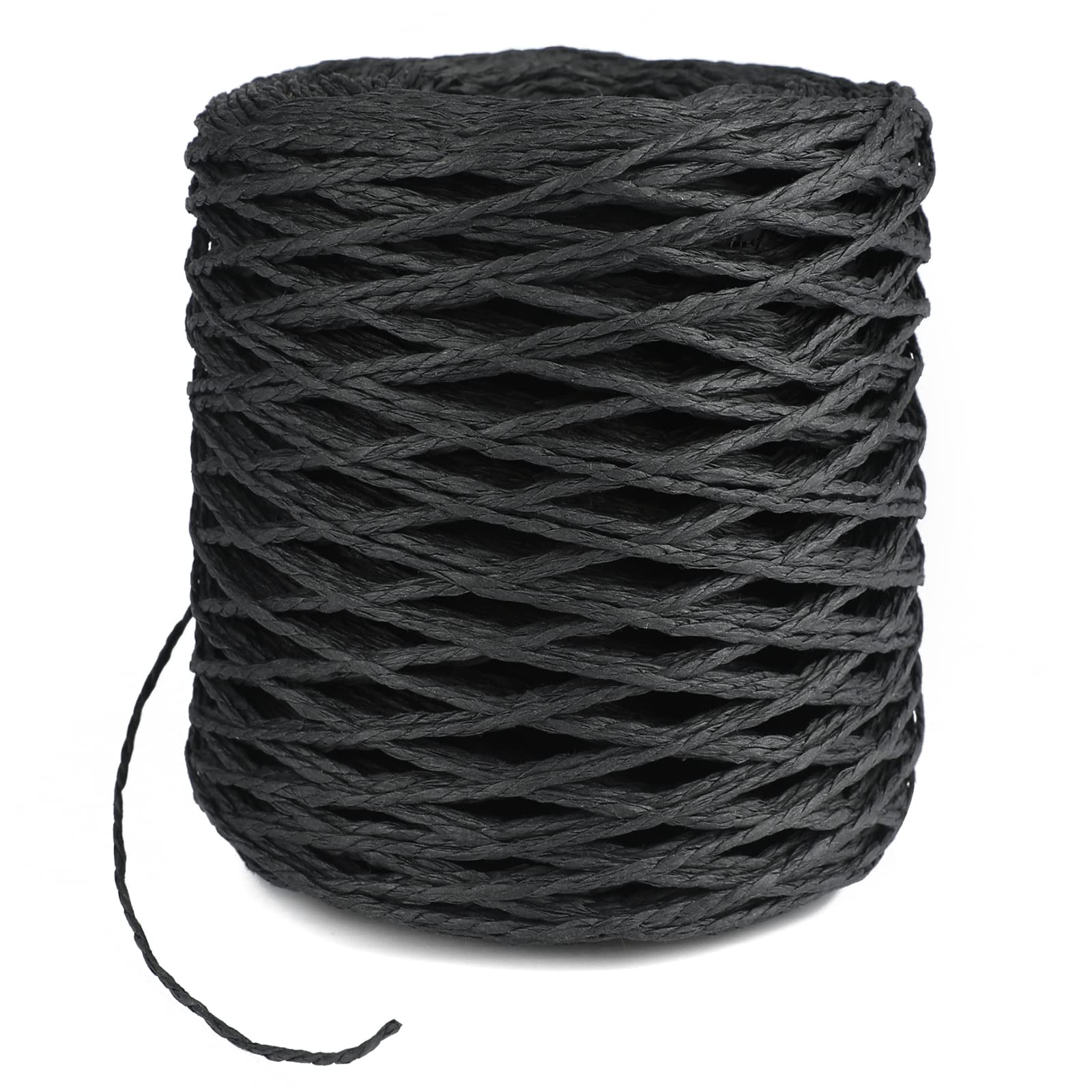 Black Paper String - 656 Feet 2mm Raffia Paper Twine for Gift Wrapping, DIY Crafts, Scrapbooking, Home Decor & Party Decoration | Natural Eco-Friendly Ribbon for Wedding, Christmas & Birthday Gifts