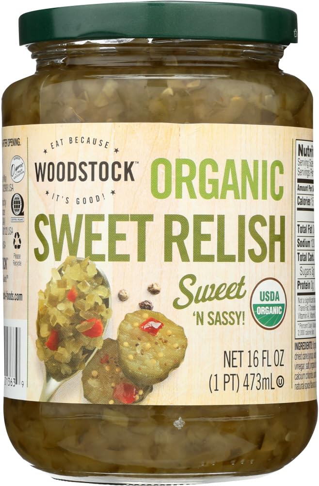 Organic Sweet Relish - Case of 12 (16 Oz Jars) - Premium Condiment for Hot Dogs, Burgers & Sandwiches - Gluten-Free & Non-GMO Pickle Relish