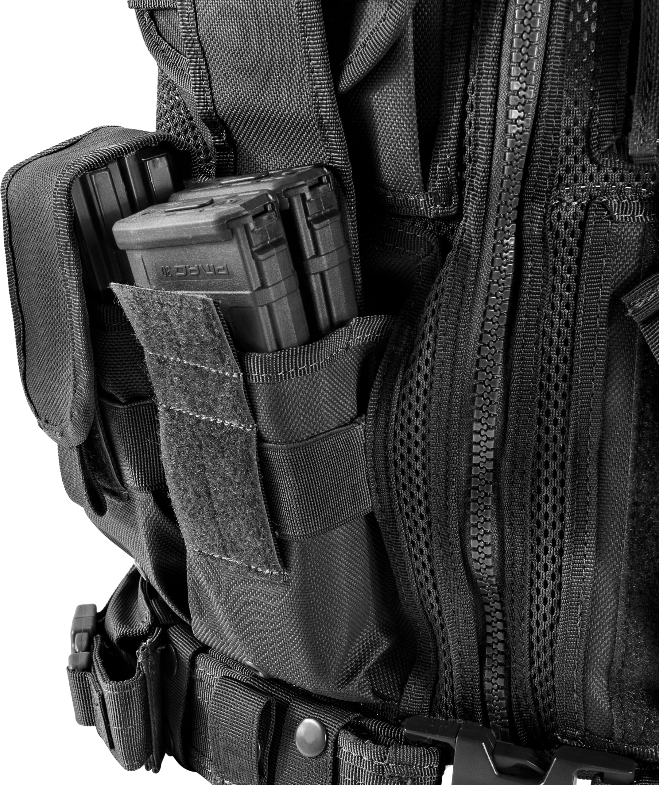 Barska Loaded Gear VX-200 Tactical Vest - Adjustable Plus Size Right-Handed Black Military Vest with Durable Multi-Pocket Design for Airsoft, Hunting & Outdoor Activities