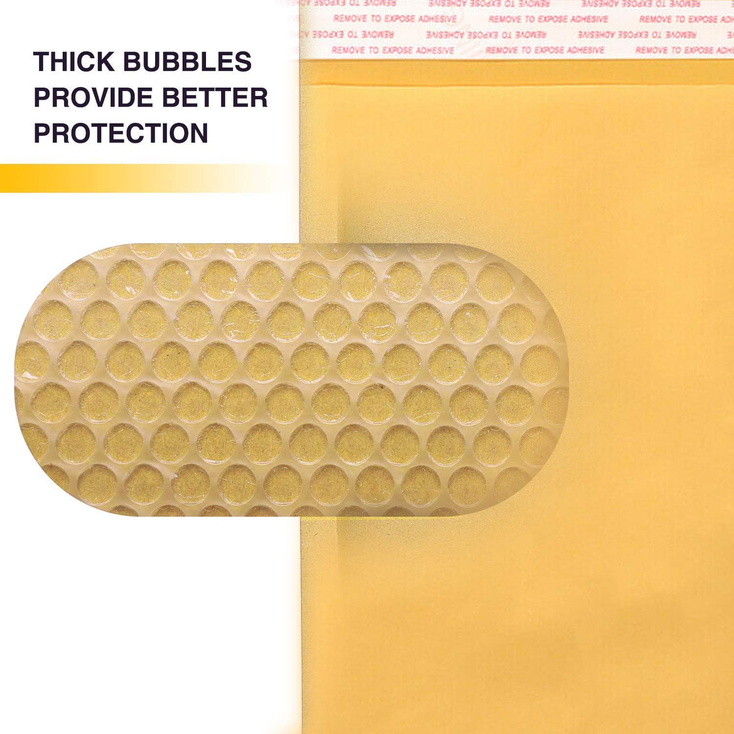 Premium #2 Kraft 8.5x12 Gold Bubble Mailers - 200 PCS Padded Poly Shipping Envelopes for Ecommerce, Small Business & Online Stores | Durable, Water-Resistant Packaging for Jewelry, Cosmetics & Apparel Shipments | Made in USA