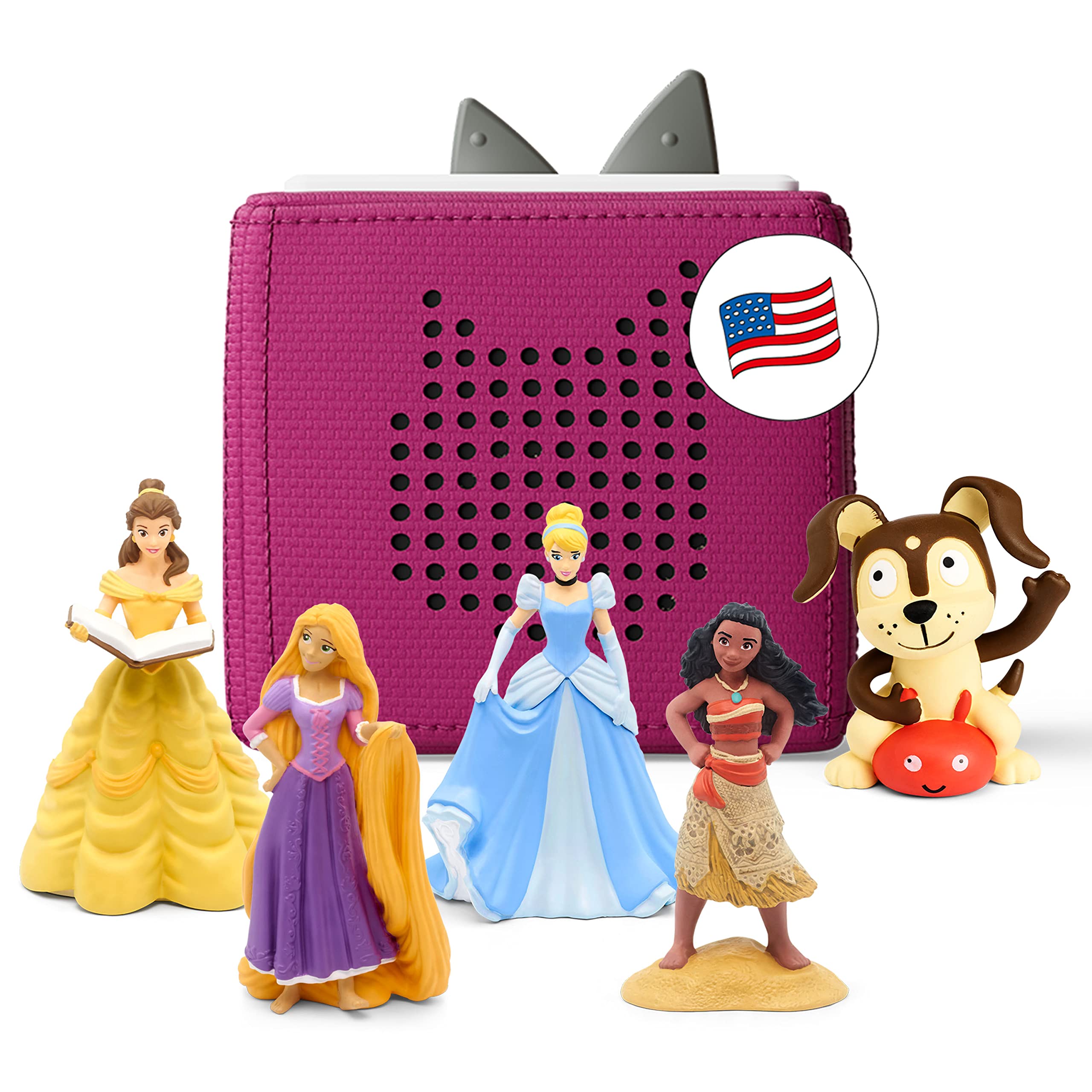 Toniebox Audio Player Starter Set with Disney Princesses (Cinderella, Belle, Moana, Tangled) & Playtime Puppy - Interactive Storytelling Toy for Kids - Purple - Perfect for Bedtime Stories, Car Rides & Learning Fun