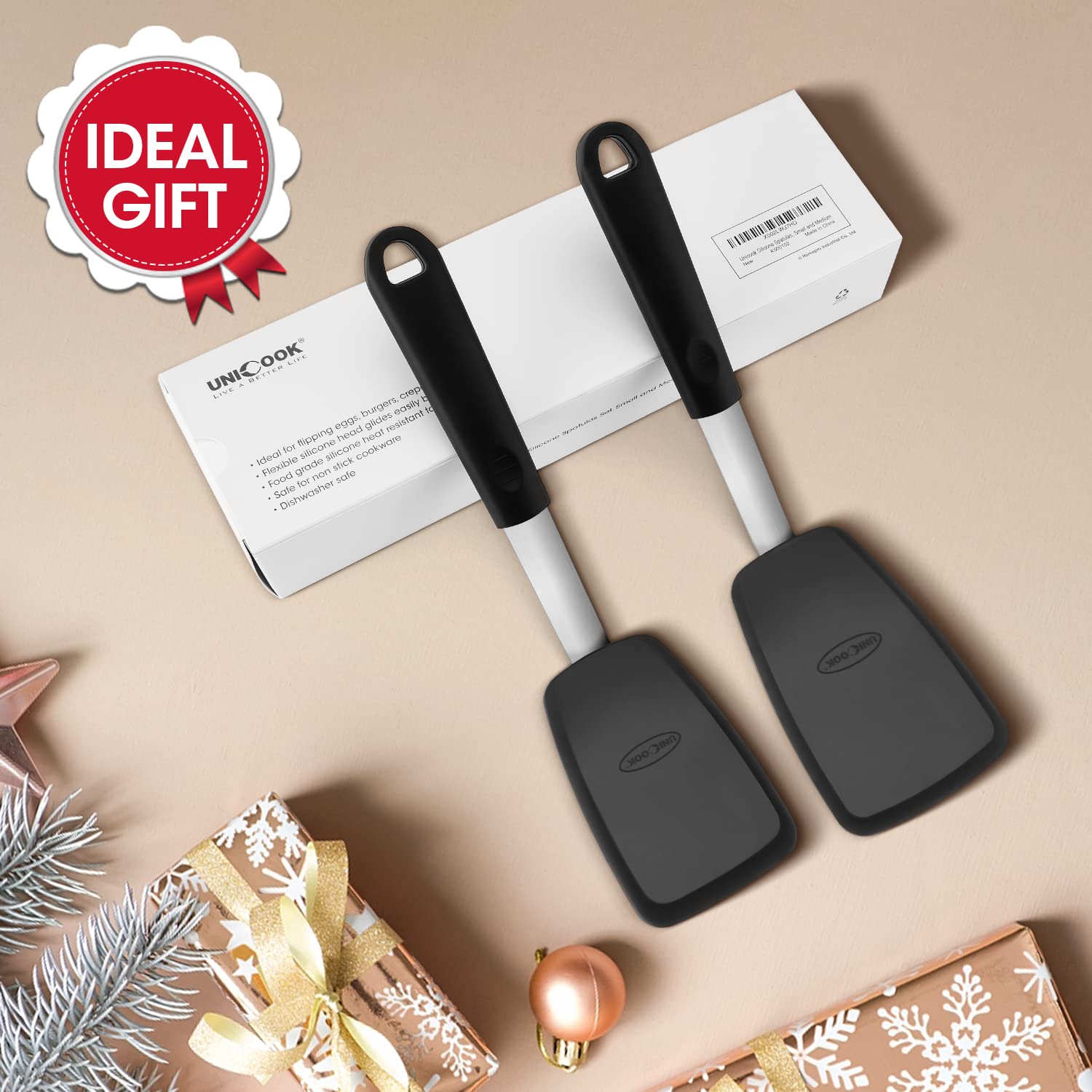Unicook Upgraded Silicone Spatula - Flexible Egg Turner & Pancake Flipper - 600°F Heat Resistant Kitchen Utensil with Ergonomic Handle - Perfect for Frying Eggs, Pancakes, Burgers, Crepes & More - Ideal for Home Cooking, Baking & Restaurant Use
