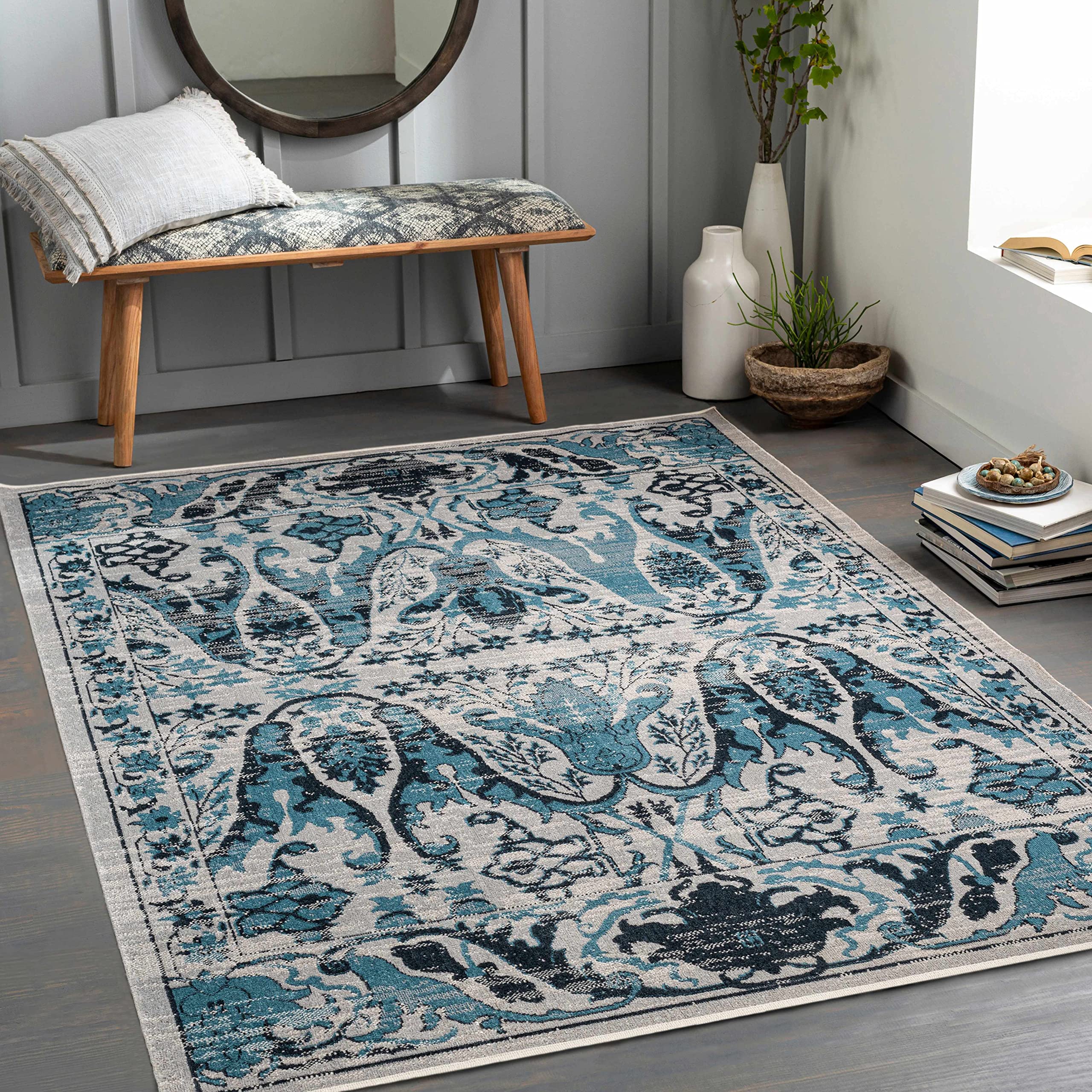 Hauteloom Macalaya Machine Washable Area Rug - Blue & Gray - 9'3