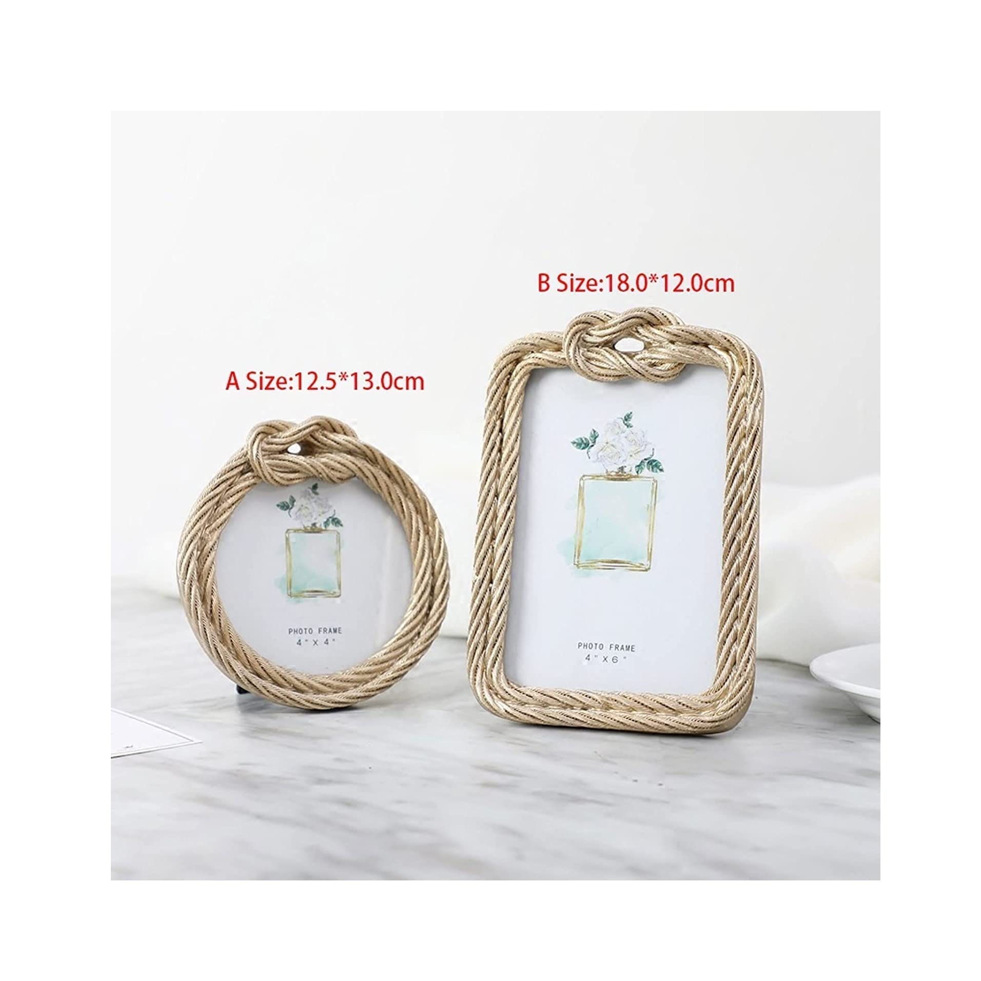 Handmade Resin & Hemp Rope Tabletop Photo Frame - 4inch & 6inch Sizes - Elegant Home & Office Decor for Wall Display, Wedding Photos, Gift Giving & Memory Keepsakes