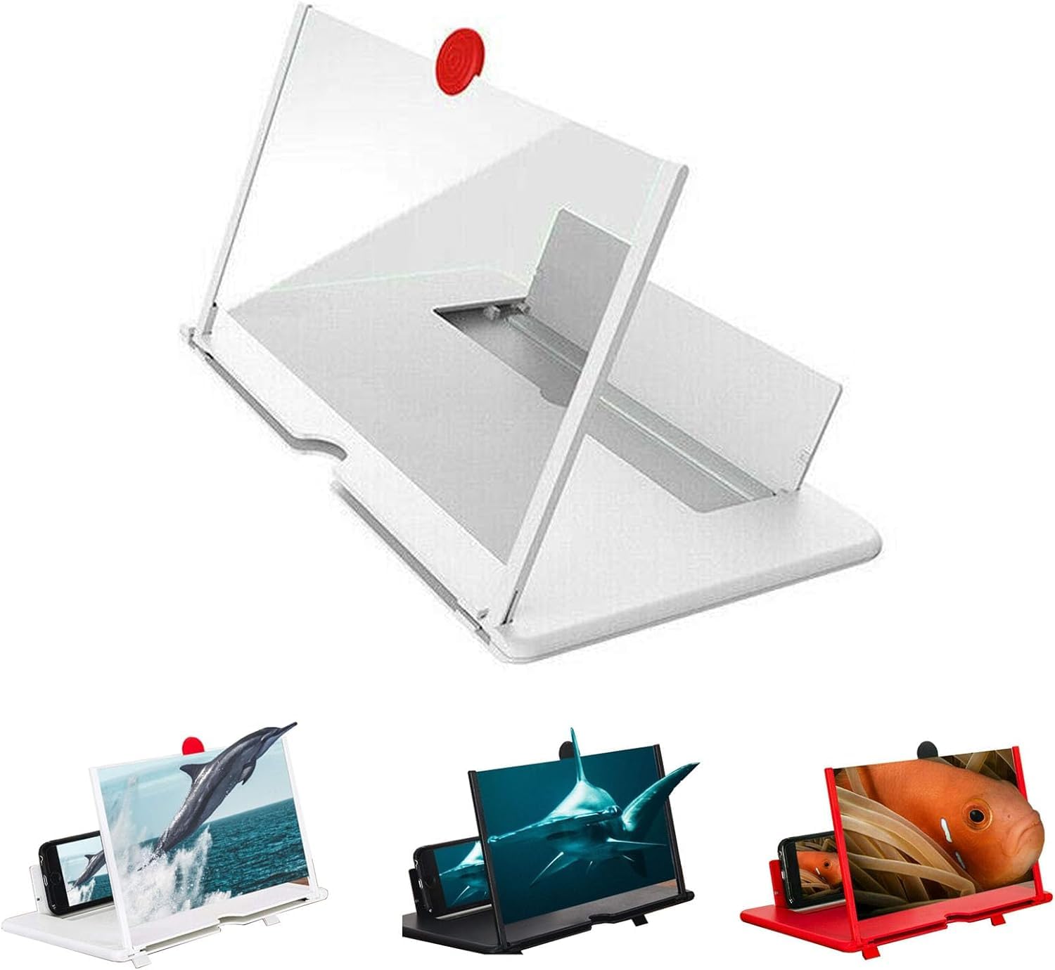 2024 Newest Foldable Screen Magnifier for iPhone & Android Phones - 12 Inch HD Screen Amplifier with Adjustable Phone Stand (White) - Perfect for Movie Watching, Gaming & Hands-Free Video Calls
