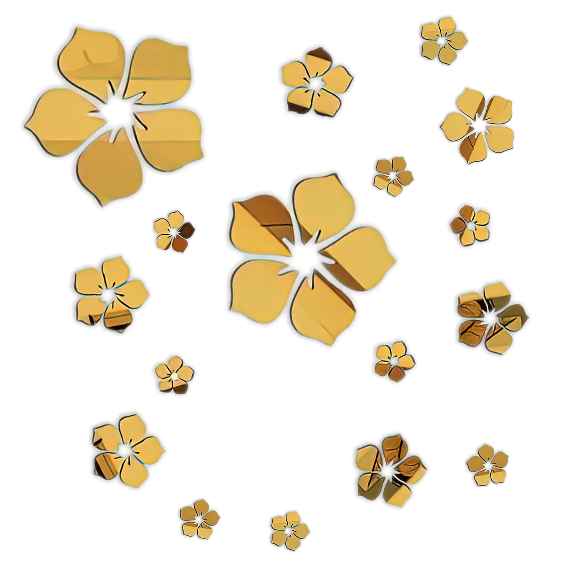 3D Floral Acrylic Mirror Wall Stickers - Self-Adhesive Removable Mirror Decor for Living Room, Bedroom & Bathroom - Gold Flower DIY Wall Art (Perfect for Home Decor, Wedding Backdrops & Photo Booth Props)