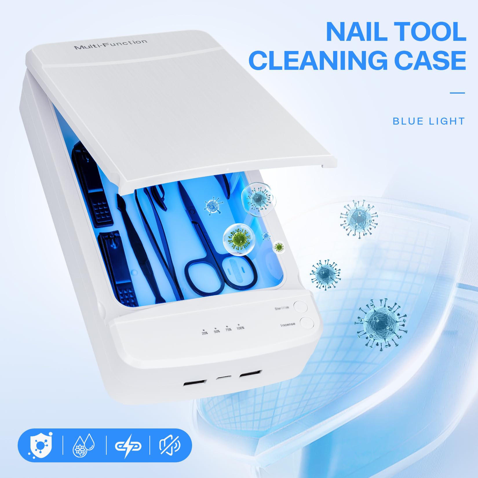 LXIANGN Portable UV Sterilizer Box - USB Nail Tool Sanitizer with Blue Light for Manicure Salon, Tattoo Equipment, Jewelry, Phone & Watch Disinfection - Perfect for Home, Salon & Travel Use