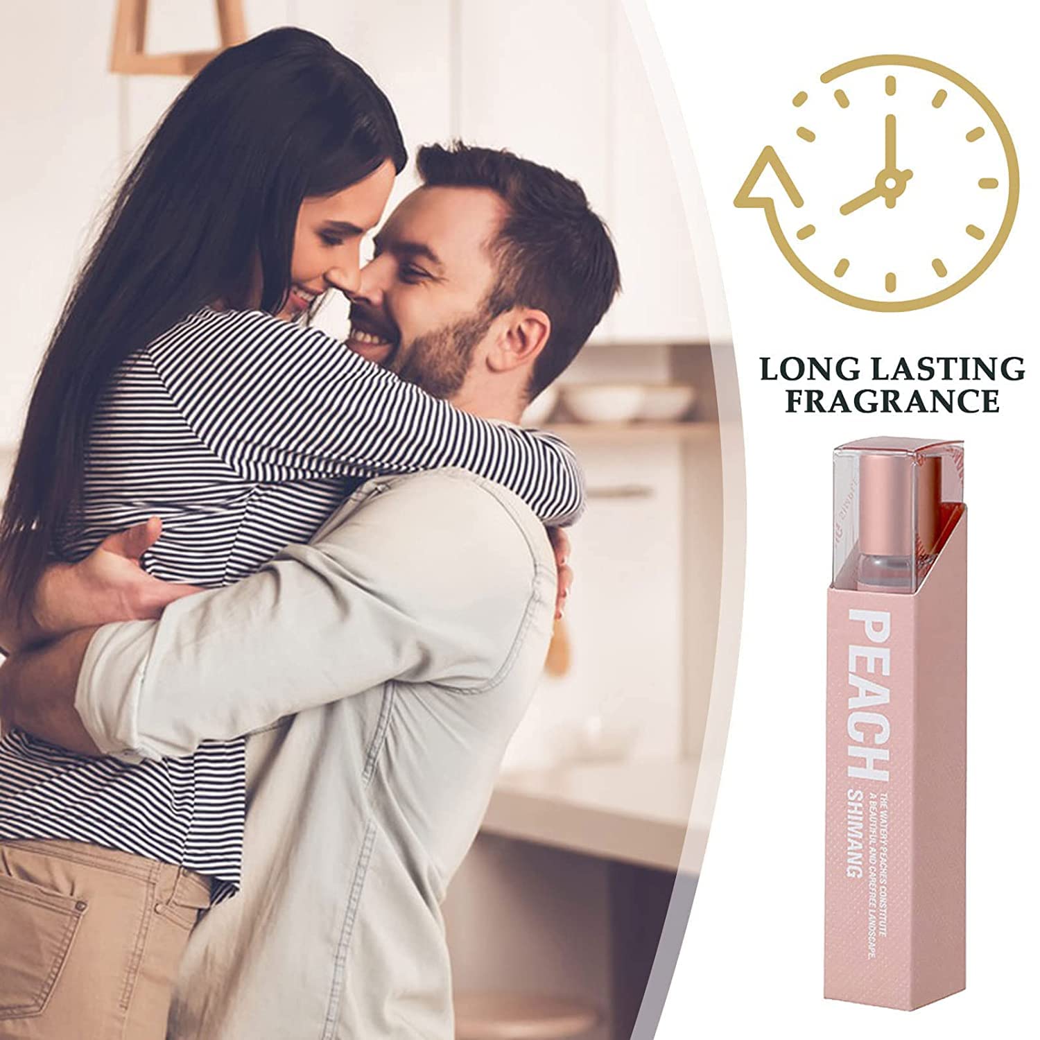 Peach Roll-On Perfume for Women & Men - 0.3 Oz Natural Peach Scented Eau De Parfum - Long Lasting Unisex Fragrance - Perfect for Daily Wear, Date Nights & Office Use