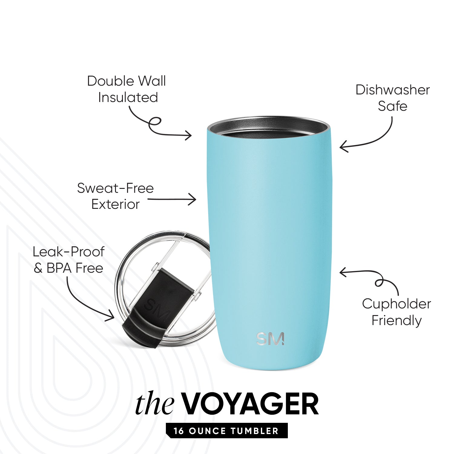 Voyager 20oz Insulated Tumbler with Clear Flip Lid & Straw - Leakproof Stainless Steel Travel Mug for Hot & Cold Drinks - Perfect for Office, Gym, Hiking & Outdoor Activities