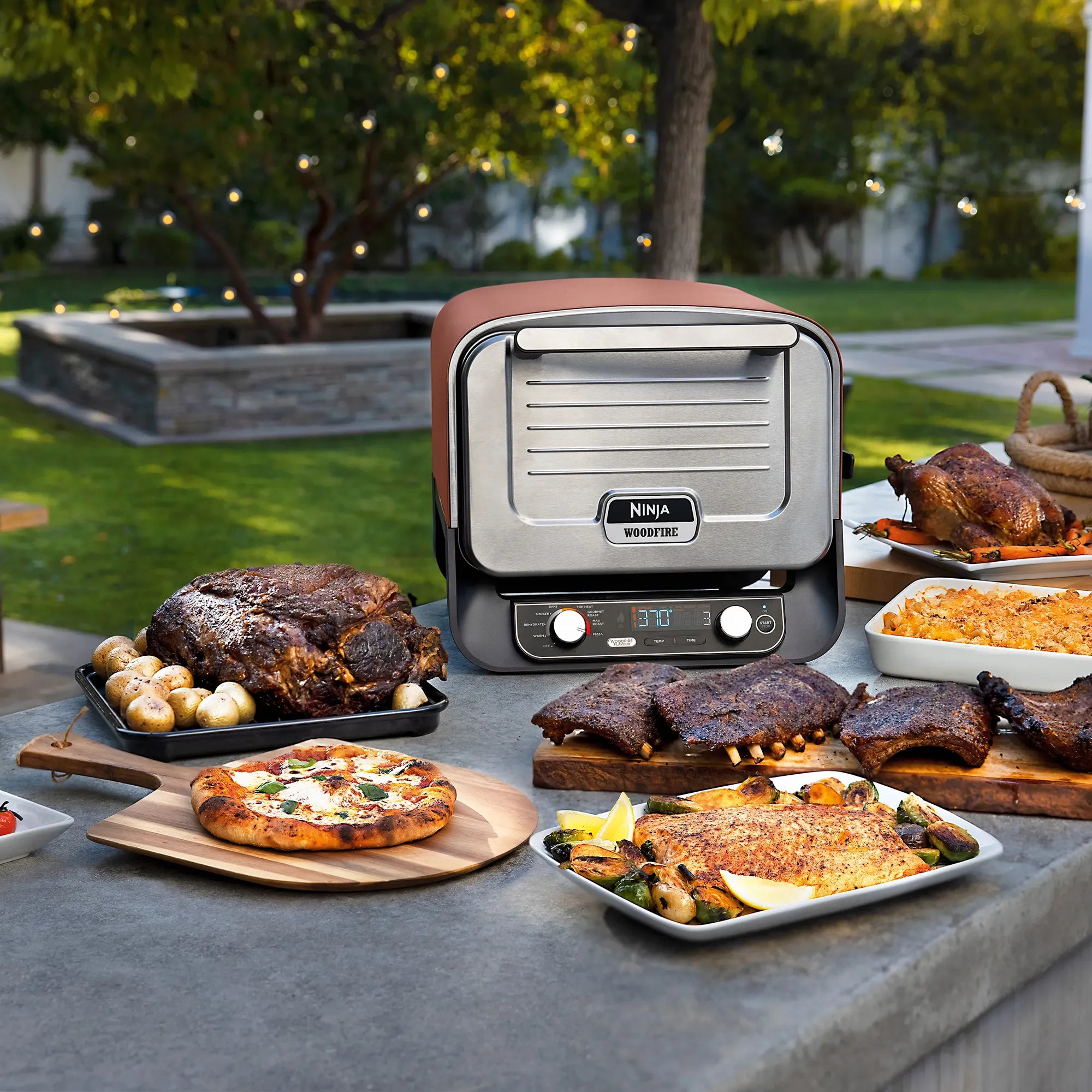 Ninja Woodfire Outdoor Grill & Smoker - Portable BBQ Oven for Backyard, Camping, Tailgating & Outdoor Cooking | Perfect for Grilling, Smoking, Baking & Roasting