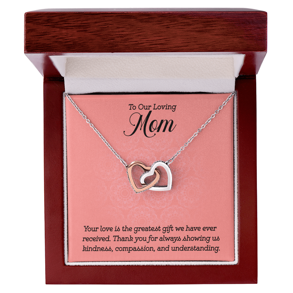 Interlocking Heart Necklace for Mom - Thoughtful Gift from Kids to Loving Mother | Perfect for Mother's Day, Birthday & Anniversary Celebrations
