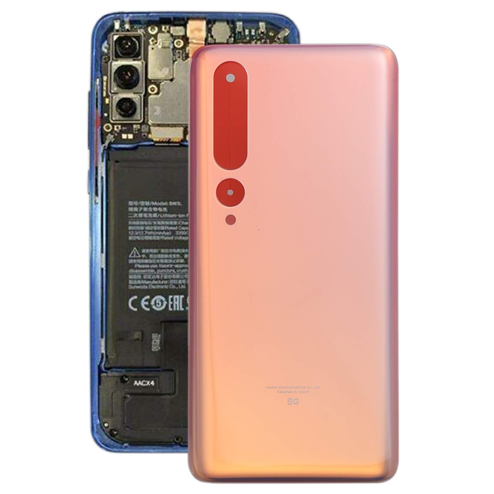 SBOTTON Replacement Battery Back Cover for Xiaomi Mi 10 5G - Gold Color | Compatible with Xiaomi Mi 10 5G Smartphone | Perfect for DIY Phone Repair & Protection