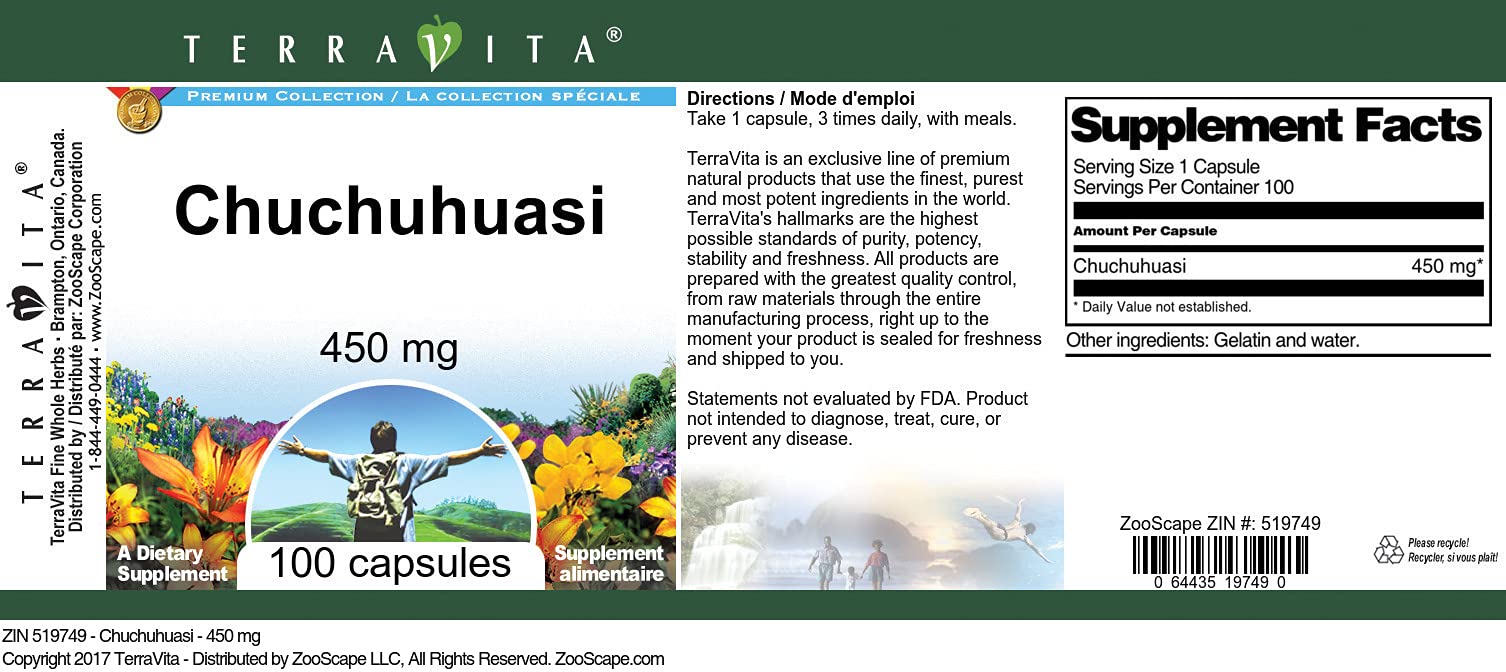 Chuchuhuasi 450mg (100 Capsules) - 2 Pack | Natural Herbal Supplement for Joint Support & Energy Boost | Perfect for Athletes & Active Lifestyles