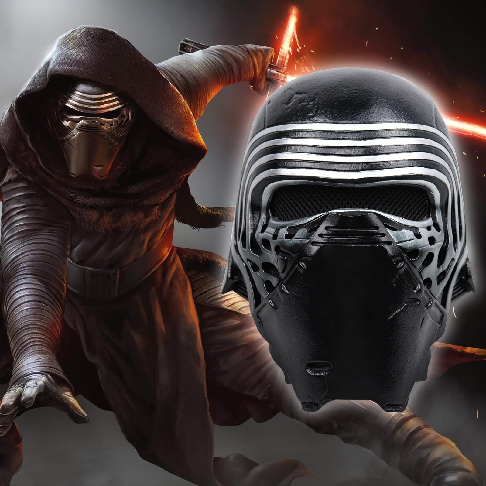 Kylo Ren Black Series Helmet - Full Head Cosplay Mask for Halloween & Star Wars Costume | Premium Death Trooper Style for Collectors & Fans