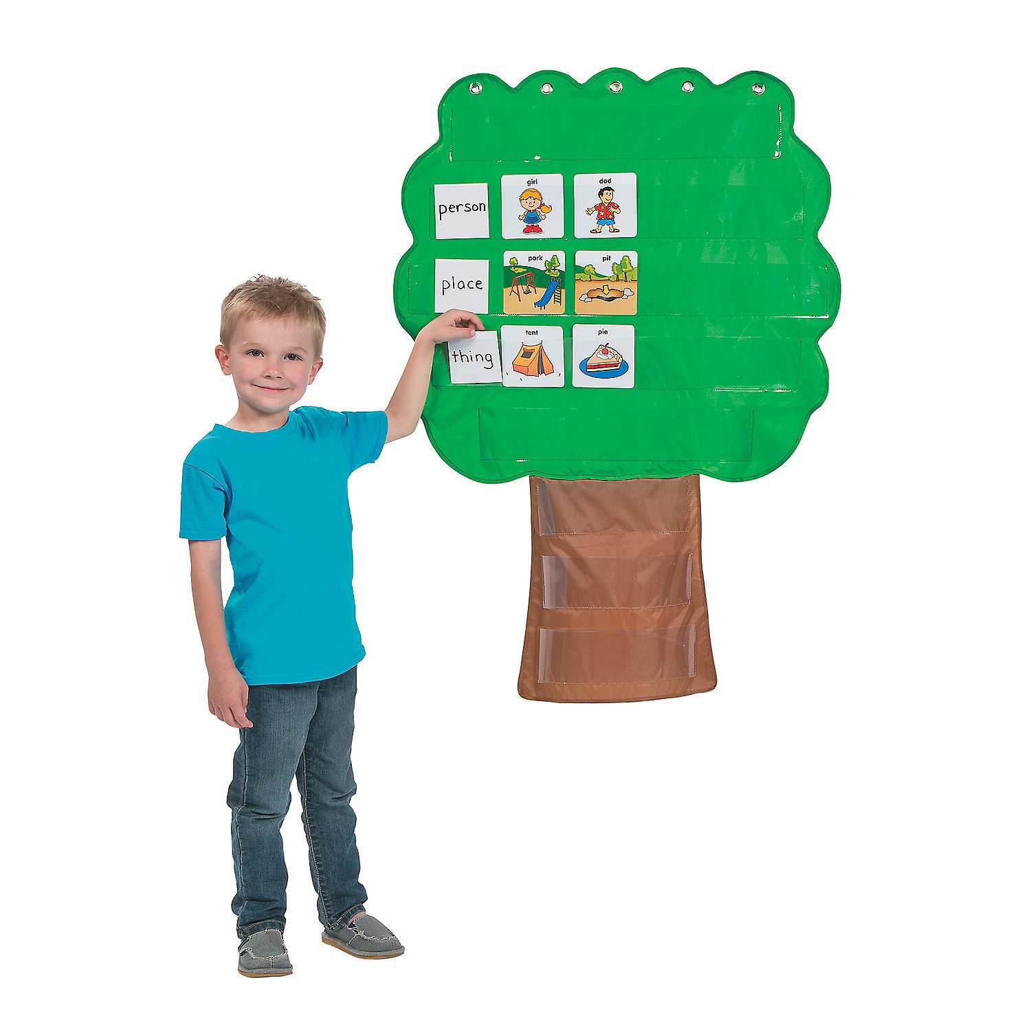 Fun Express Tree Pocket Chart - 3ft Tall with 8 Pockets for Classroom Learning & Organization