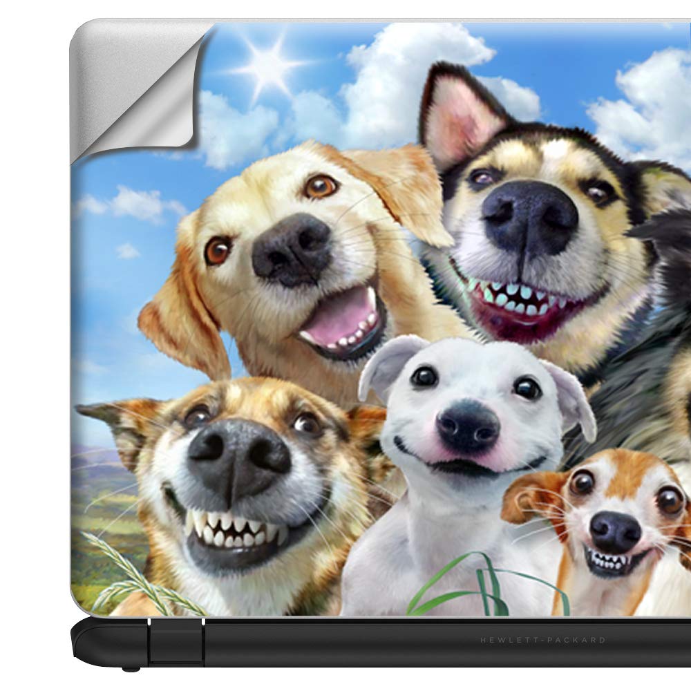 Custom 14-inch Selfie Dog Smile Laptop Skin Vinyl Sticker Cover - Fits HP, Lenovo, Apple Mac, Dell, Compaq & Acer | Perfect for Personalizing Your Work & School Laptops