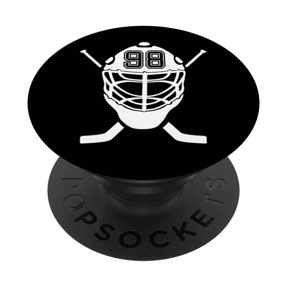 Hockey Player #98 Jersey No. 98 Helmet Ice Gadget Gift - Swappable PopSocket PopGrip for Phones & Tablets - Perfect for Fans, Players & Ice Hockey Enthusiasts
