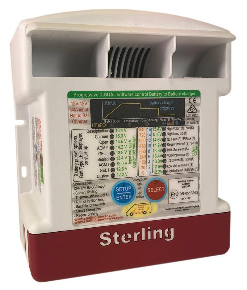 Sterling Power 12V 60A Battery to Battery Charger - DC to DC Converter for RVs, Boats & Off-Grid Power Systems | Fast Charging & Reliable Performance