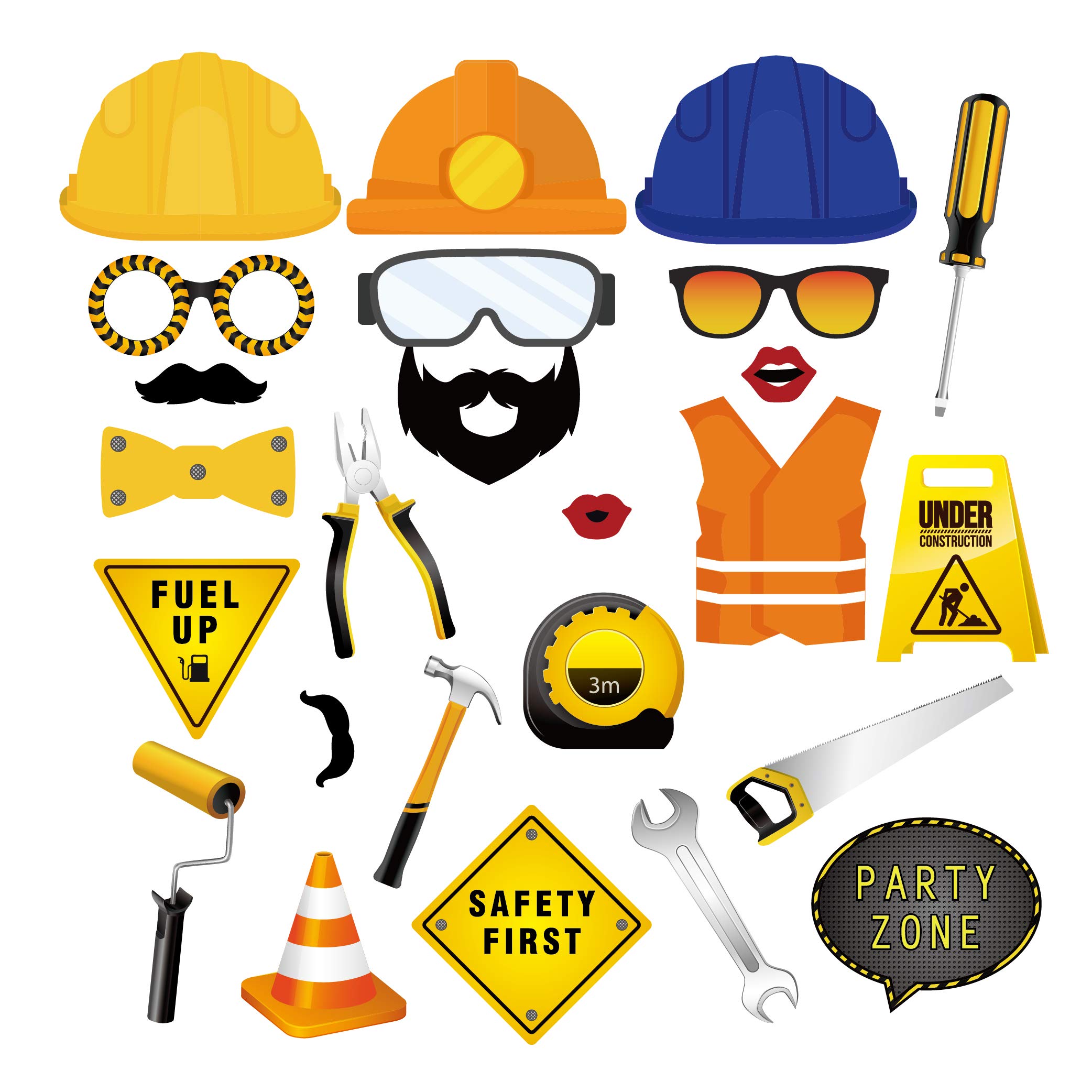 25-Piece Construction Photo Booth Props Kit - Fun Construction Party Decorations for Kids, Boys, Baby Showers & Birthday Parties | Perfect for Construction-Themed Events, DIY Decor, and Memorable Photo Opportunities