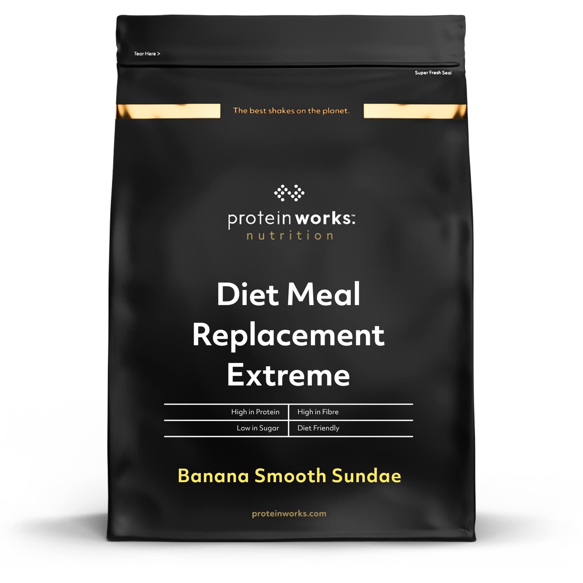 Protein Works - Extreme Diet Meal Replacement Shake | 200 Calorie High Protein Powder for Weight Loss | Banana Smooth Sundae Flavor | 16 Servings (1kg) | Perfect for Post-Workout Recovery & Healthy Meal Prep