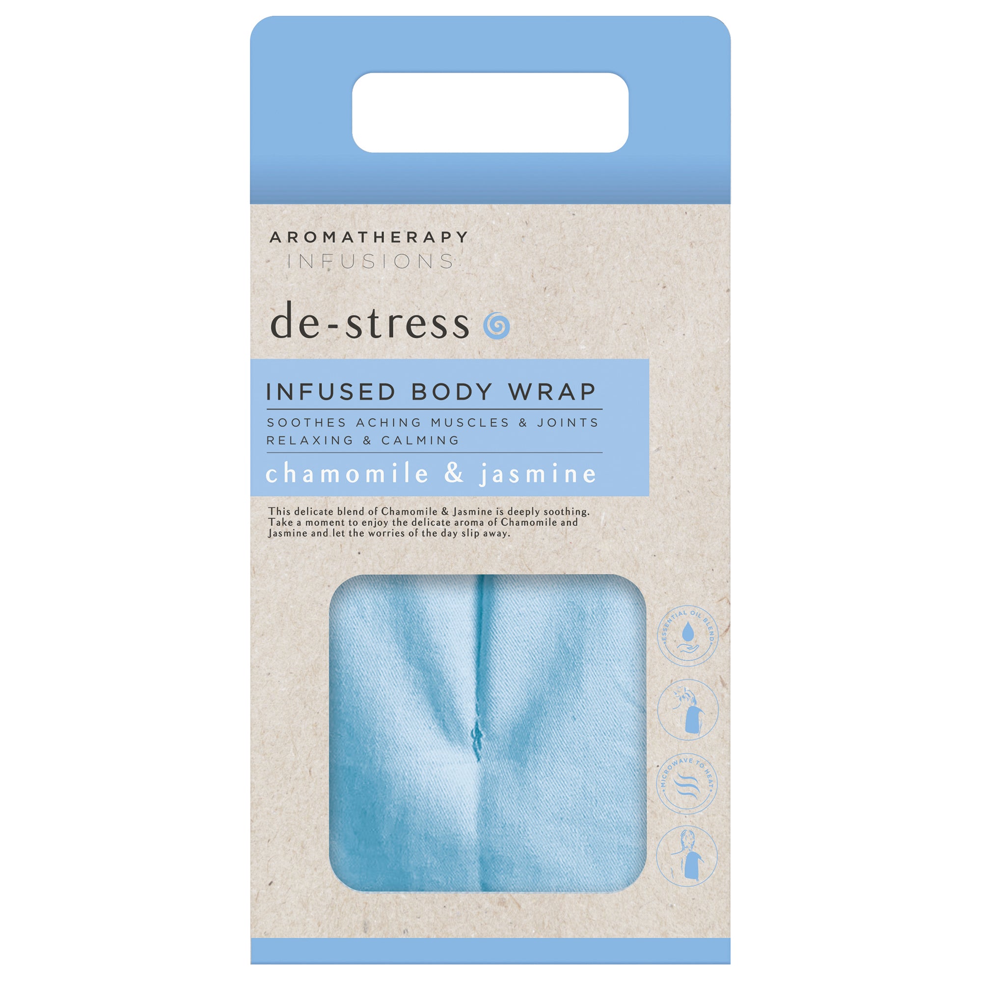 Pastel Blue Chamomile & Jasmine Infused Microwavable Body Wrap for Stress Relief & Relaxation - Perfect for Home Spa, Yoga, and Post-Workout Recovery