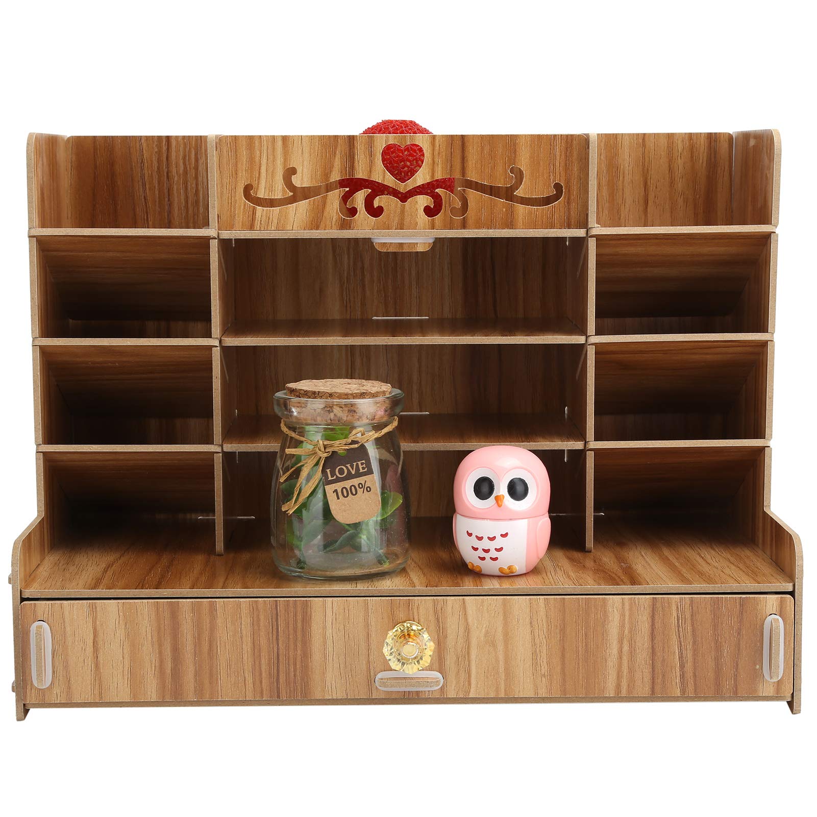 Premium Wooden Desk Organizer - Multi-Compartment Cherry Wood Storage Tray for Office, Home & Kitchen | Perfect for Organizing Stationery, Utensils & Office Supplies | Ideal Workspace & Study Accessory for Students & Professionals