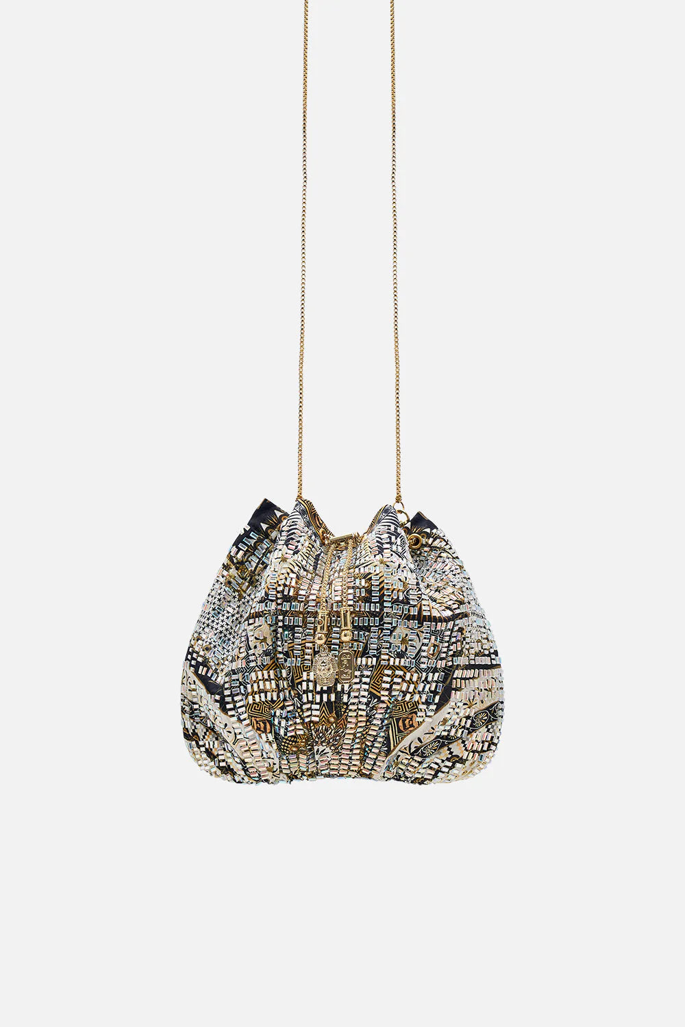 Stylish Drawstring Pouch with Adjustable Chain Strap - Perfect for Travel, Jewelry Storage & Everyday Essentials | The Temples of Dendara Collection