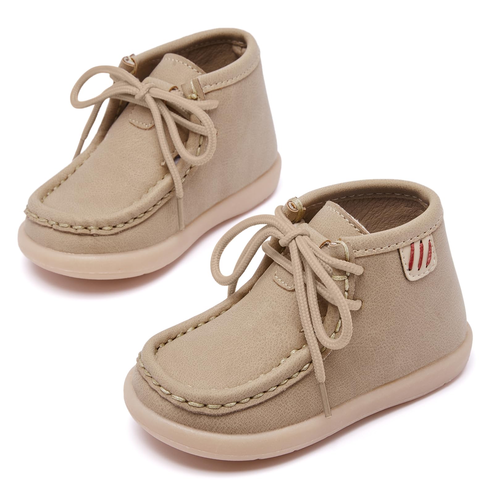 MORENDL Baby Boys & Girls First Walking Shoes - Non-Slip Lace-Up Dress Boots for Toddlers 12-24 Months | Perfect for Special Occasions, Holidays & Outdoor Play