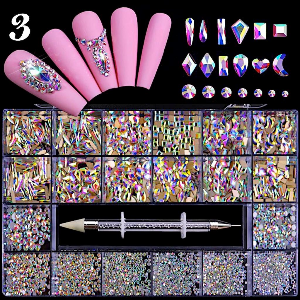 Premium Multi-Shaped Rhinestone Box Set for DIY Crafts, Jewelry Making, and Home Decor | Sparkling Decorative Stones for Nail Art, Scrapbooking, and Gift Wrapping