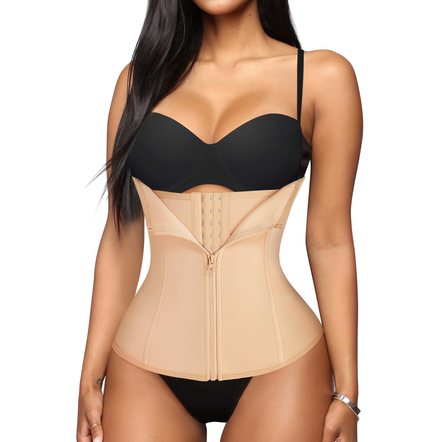 SCARBORO Women's Underbust Corset Waist Trainer - Tummy Control Girdle Body Shaper for Postpartum & Weight Loss - Adjustable Zipper Shapewear for Slimming, Workout & Special Occasions