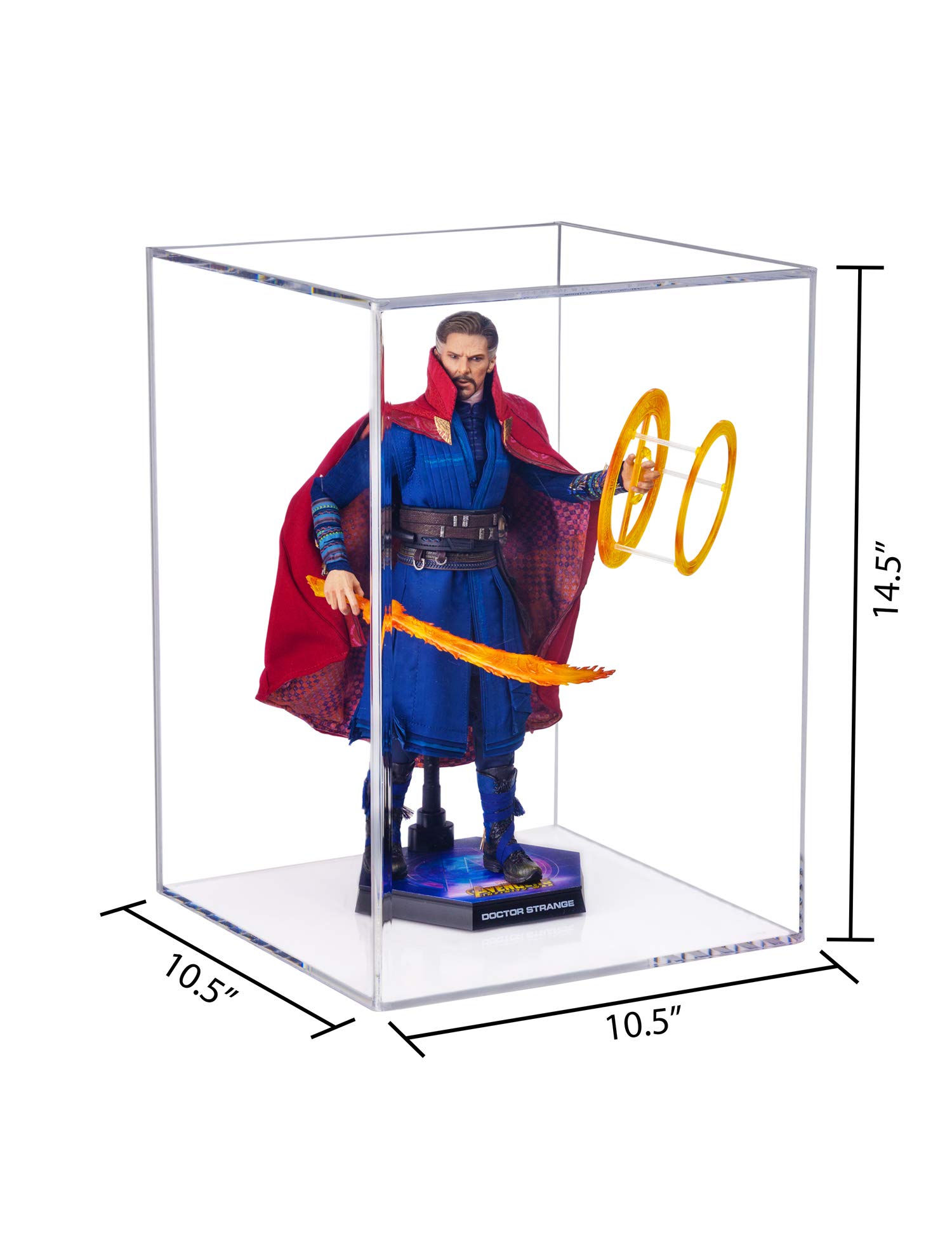 Clear Acrylic Tabletop Display Case for Hot Toys, Bobbleheads & Action Figures - Premium Collectible Protector (A087-CB-TT) - Perfect for Showcasing Rare Dolls in Home Office or Retail Store Displays
