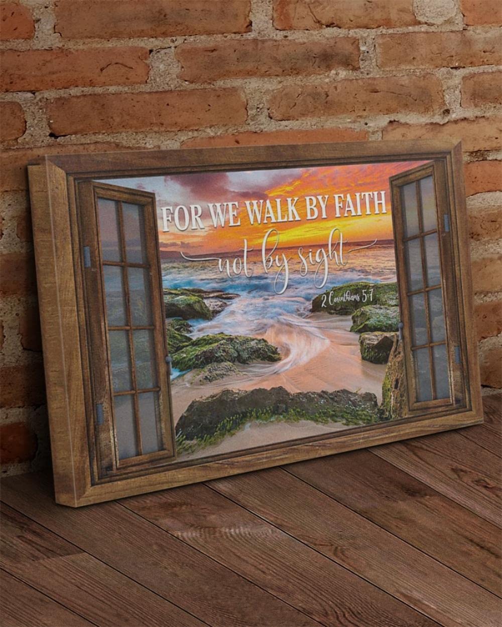 Inspiring 'For We Walk By Faith Not By Sight' Christian Canvas Wall Art - Jesus Religious Home Decor for Living Room, Bedroom & Church