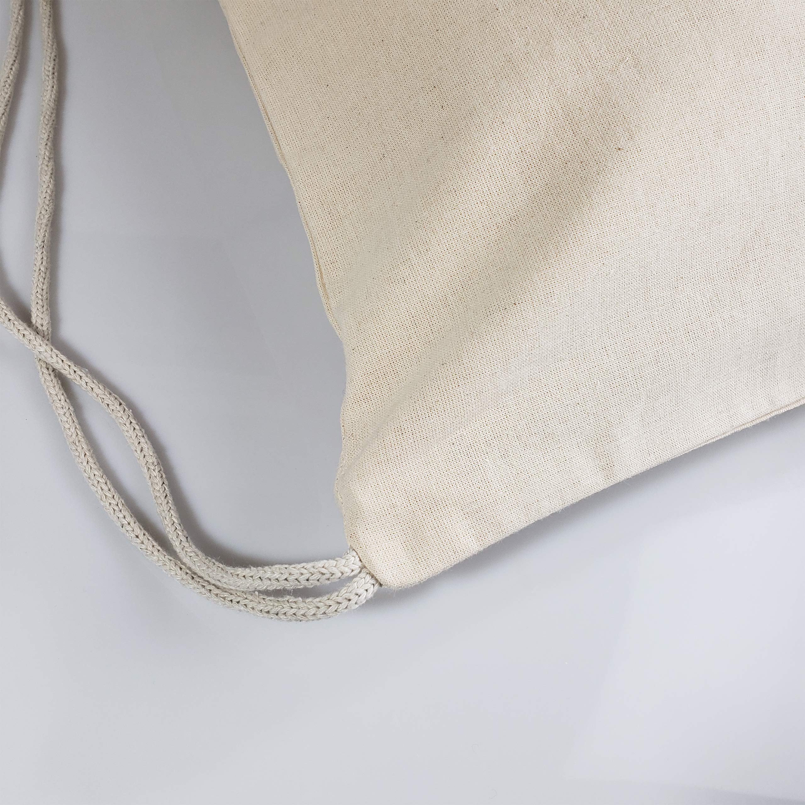 TBF Cotton Canvas Drawstring Backpack with Zippered Front Pocket - Lightweight Cinch Sack Sports Bag for Gym, Hiking, Travel, School - Unisex Backpack for Men, Women & Kids (Natural, 3-Pack) - Perfect for Daily Commute, Outdoor Adventures & Sports Activities